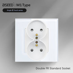 BSEED France Sockets Power Wall Outlet Home Wall Power Sockets Glass Panel Power Outlets & Sockets Bseedswitch 