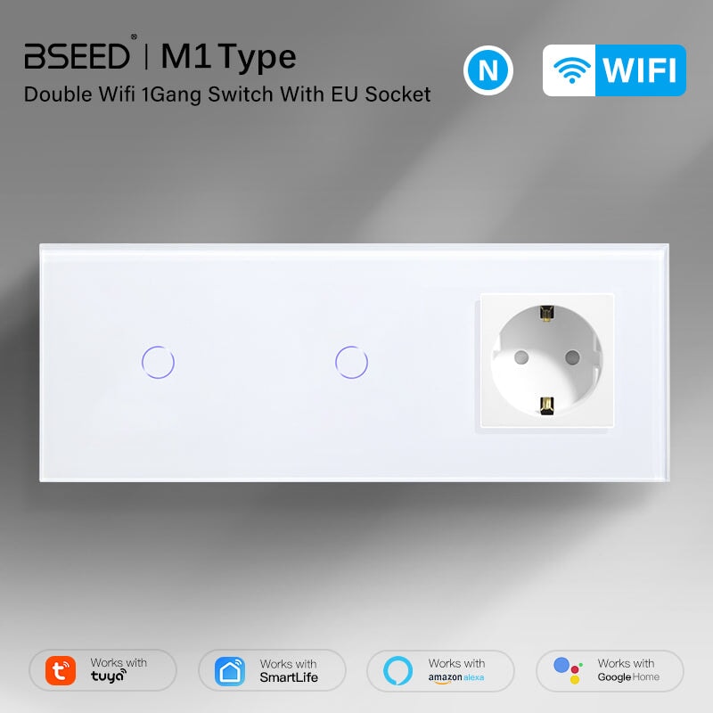 Bseed Smart WiFi Light Switches Multi Control With EU Normal Standard Wall Socket Light Switches Bseedswitch 