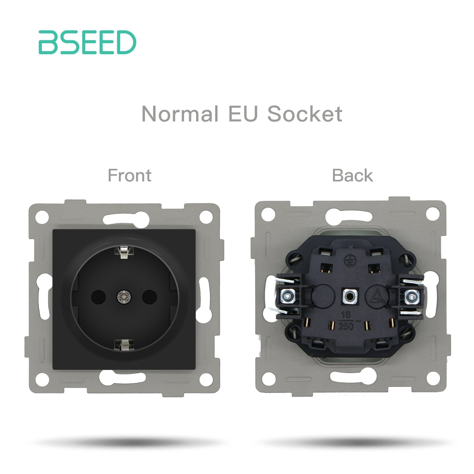 BSEED EU standard Function Key Cover Socket with Claw technology DIY Parts Power Outlets & Sockets Bseedswitch BLACK normal eu socket 