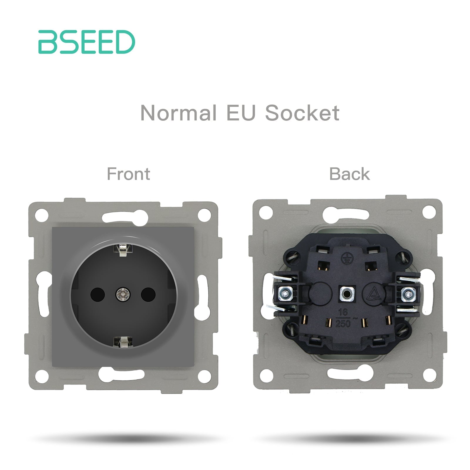 BSEED EU standard Function Key Cover Socket with Claw technology DIY Parts Power Outlets & Sockets Bseedswitch GREY normal eu socket 