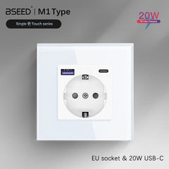 BSEED EU sockets with 20W PD Fast Charge Type-C Interface Outlet Wall Socket Power Outlets & Sockets Bseedswitch 