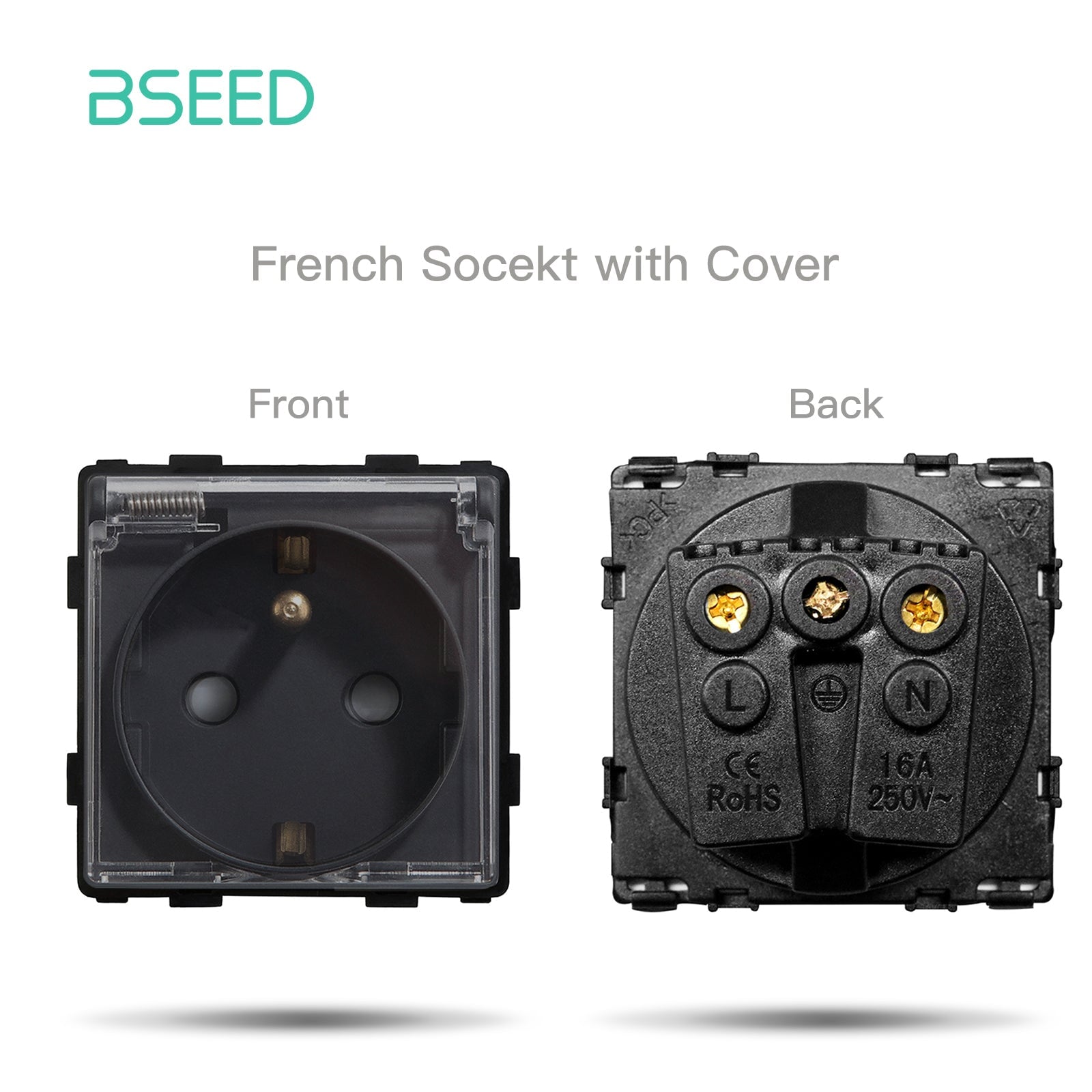 BSEED EU/FR standard Function Key Cover Socket DIY Parts Power Outlets & Sockets Bseedswitch BLACK FR 