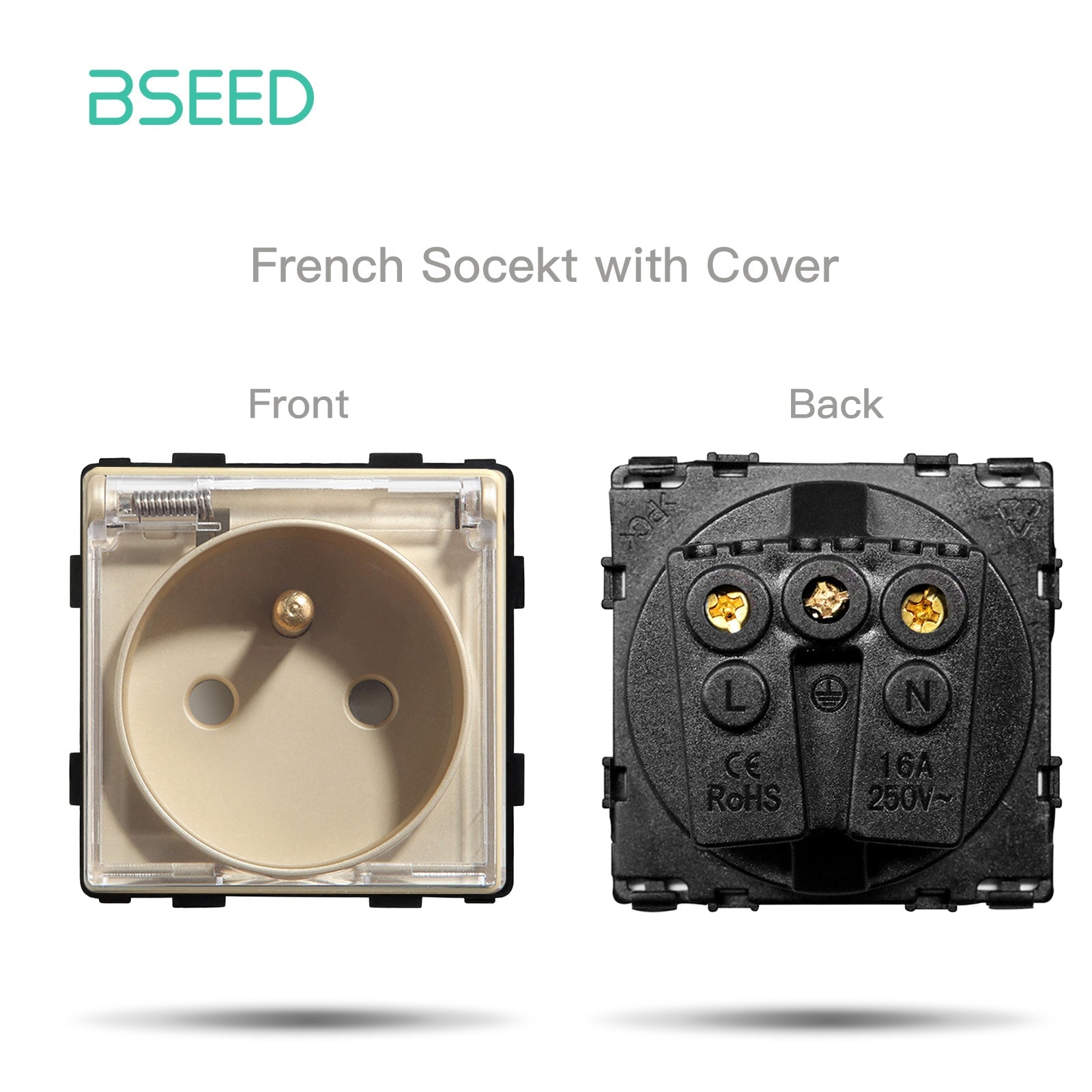 BSEED EU/FR standard Function Key Cover Socket DIY Parts Power Outlets & Sockets Bseedswitch GOLDEN FR 