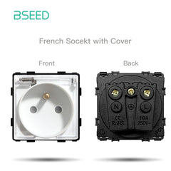 BSEED EU/FR standard Function Key Cover Socket DIY Parts Power Outlets & Sockets Bseedswitch WHITE FR 