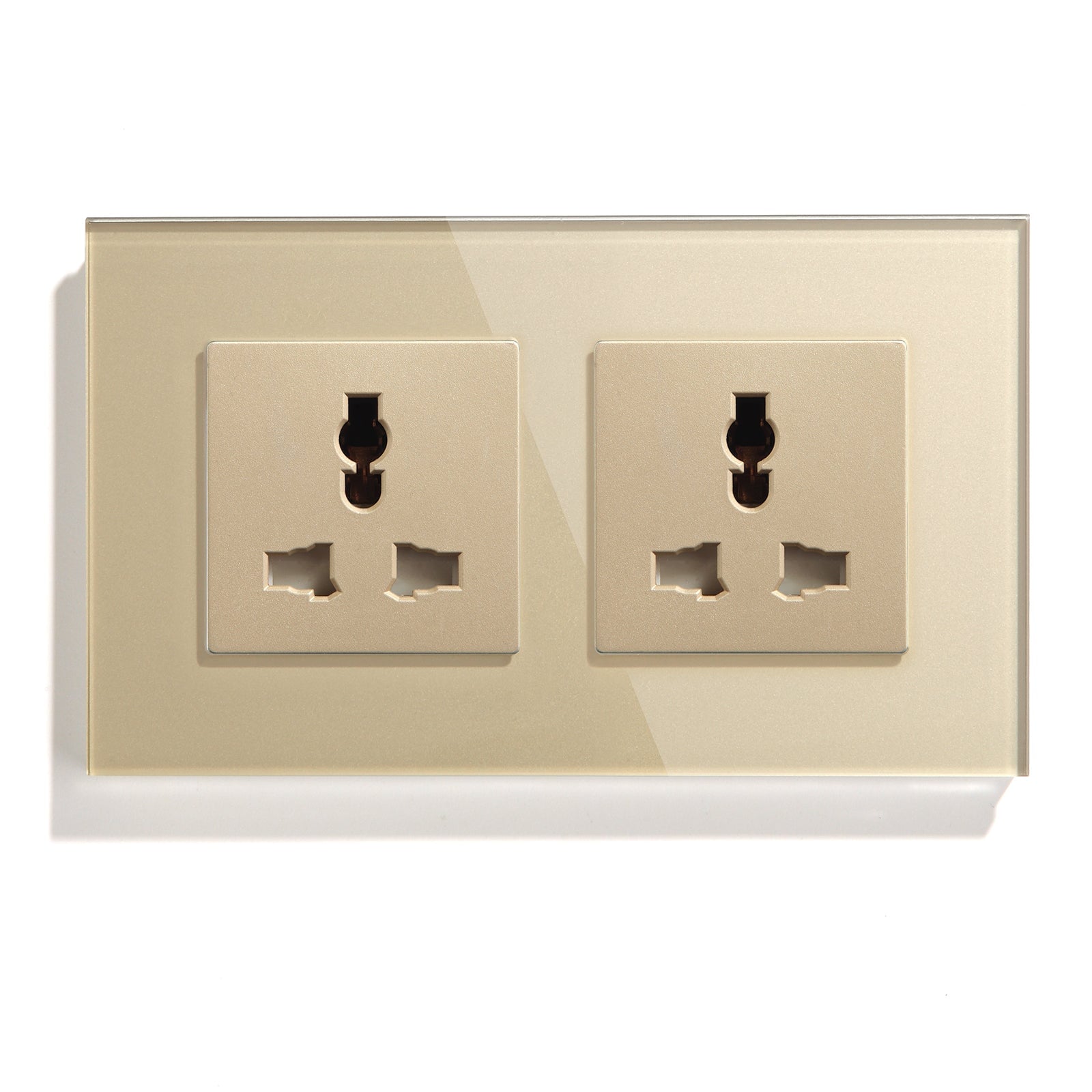 BSEED MF Wall Sockets Power Outlets Glass Panel 13A Power Outlets & Sockets Bseedswitch Golden Double 