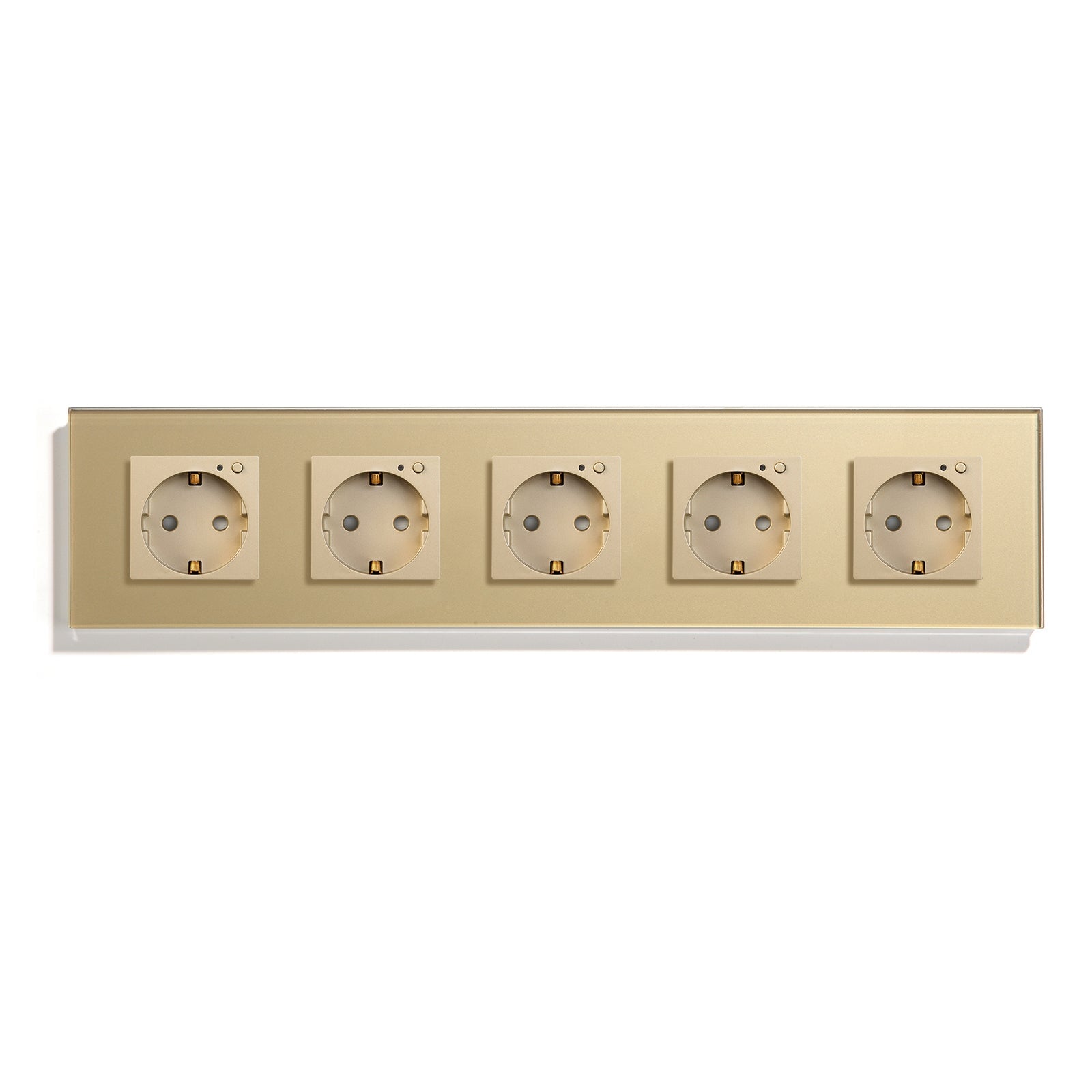 BSEED ZigBee EU Wall Sockets Power Outlets With Energy Monitoring Kids Protection Wall Plates & Covers Bseedswitch golden Quintuple 