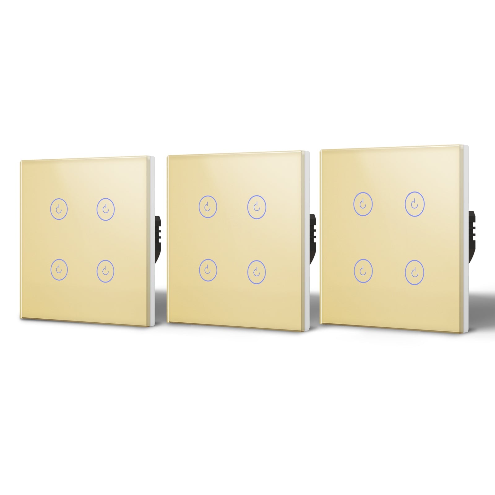 BSEED Wifi 4Gang 1/2/3 way Smart Switches Light Touch Switch Wireless Wifi Wall Switch Support Tuya Google Smart Life Light Switches Bseedswitch Golden 3Pcs/Pack 