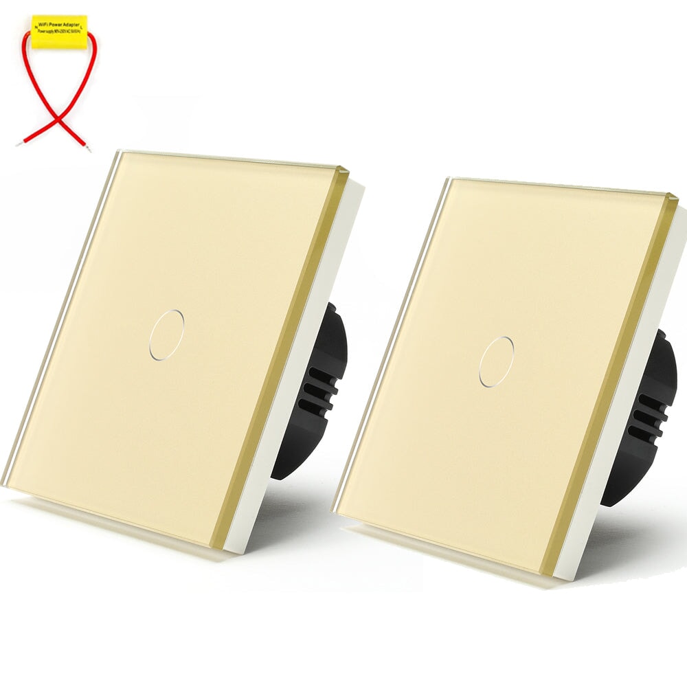 BSEED Single Line Wifi Light Switch 1/2/3 Gang 1/2/3 Way Smart Switch Wireless Wifi Switch Light Switches Bseedswitch Golden 1Gang 2PCS/pack