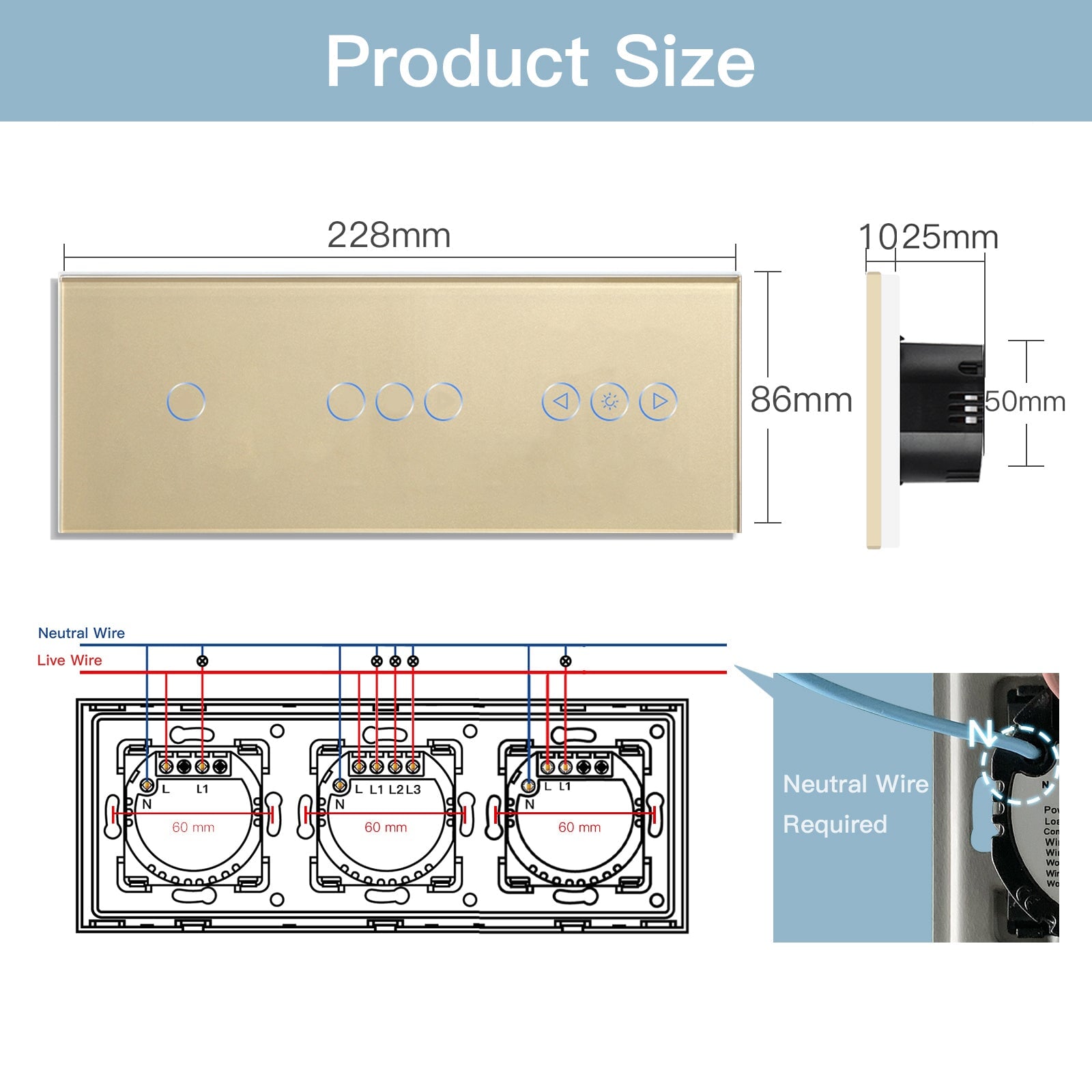 BSEED Double 1Gang WiFi Switch With wifi dimmer Switch 228mm 照明开关 Bseedswitch 