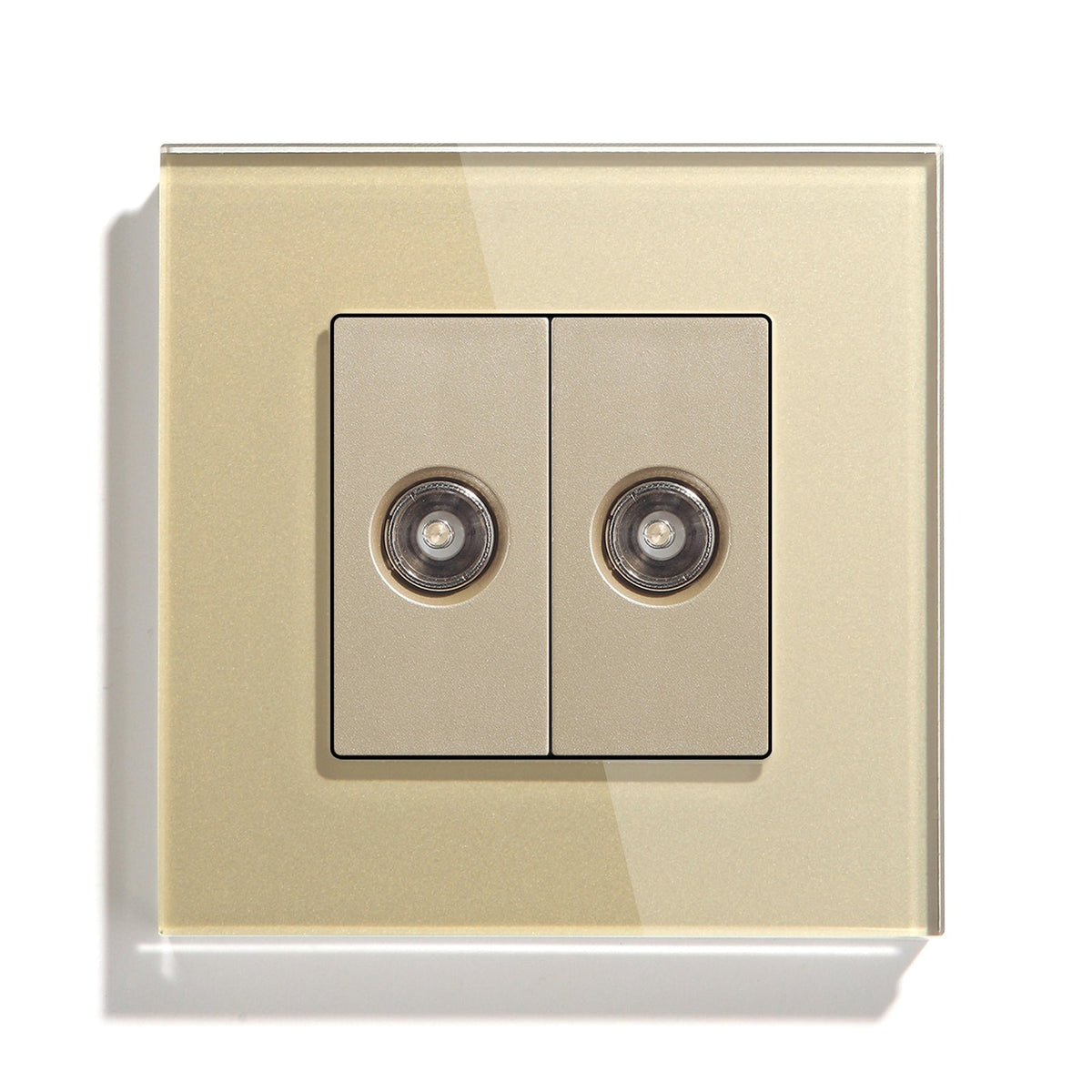 BSEED EU Standard Wall Socket With Double TV Socket Crystal Glass Panel Power Outlets & Sockets Bseedswitch Gold 86mm 