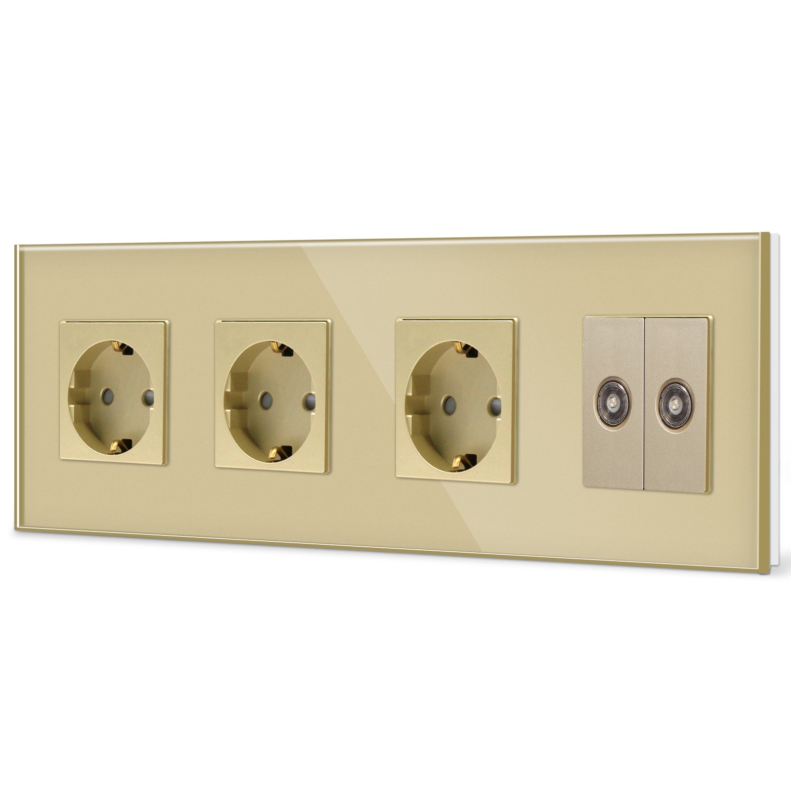 BSEED EU Standard Wall Socket With Double TV Socket Crystal Glass Panel Power Outlets & Sockets Bseedswitch 