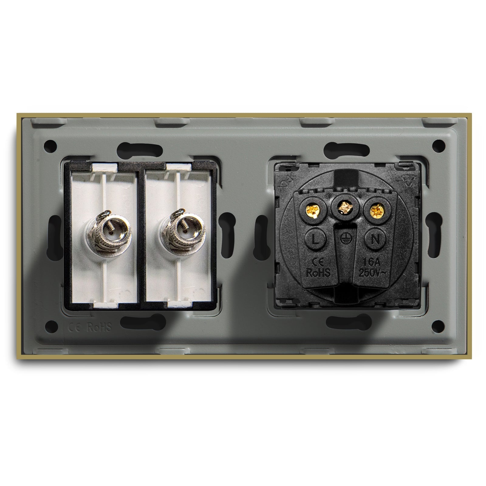 BSEED EU Standard Wall Socket With Double TV Socket Crystal Glass Panel Power Outlets & Sockets Bseedswitch 