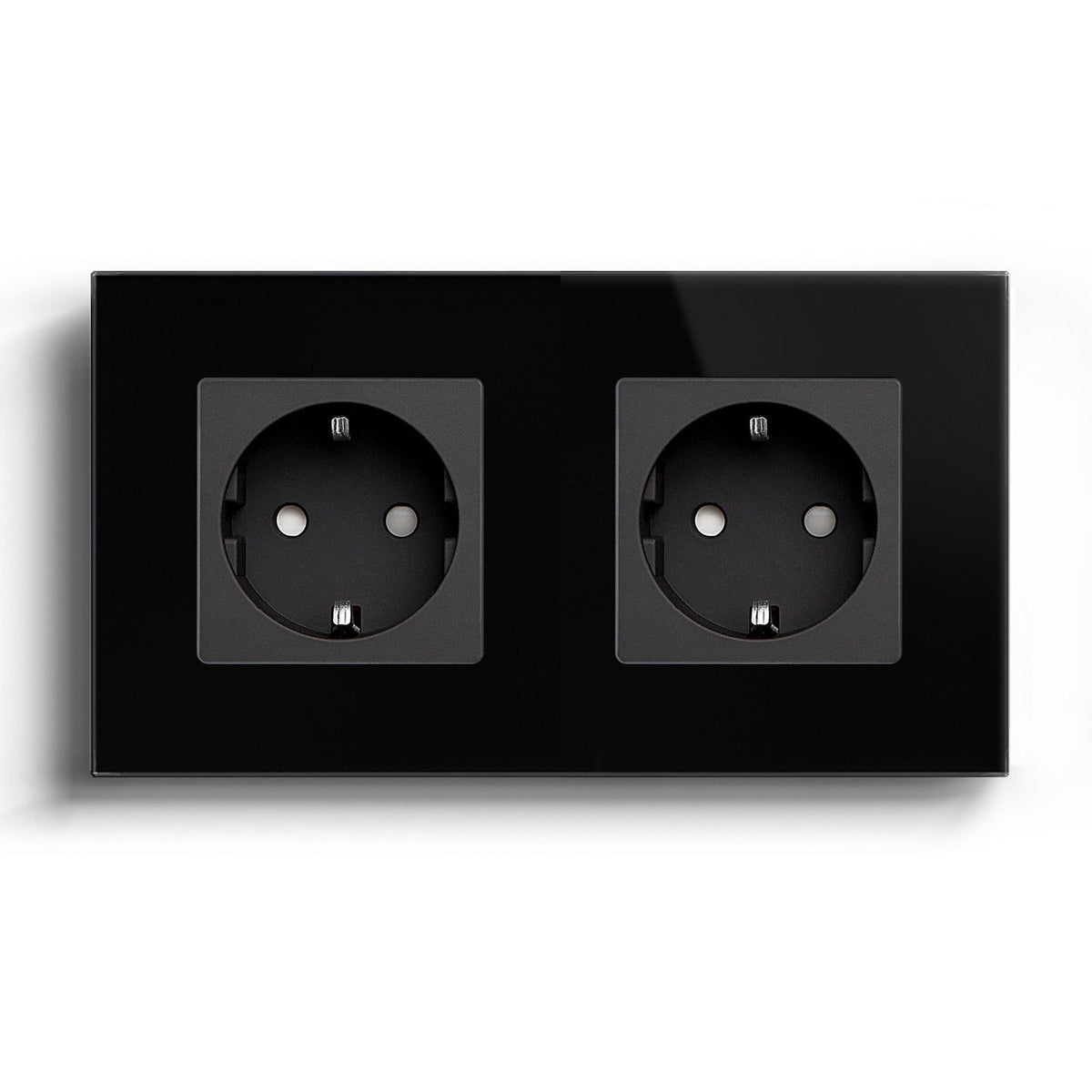 BSEED EU Wall Sockets Power Outlets Glass Panel 16A Power Outlets & Sockets Bseedswitch Black Double 