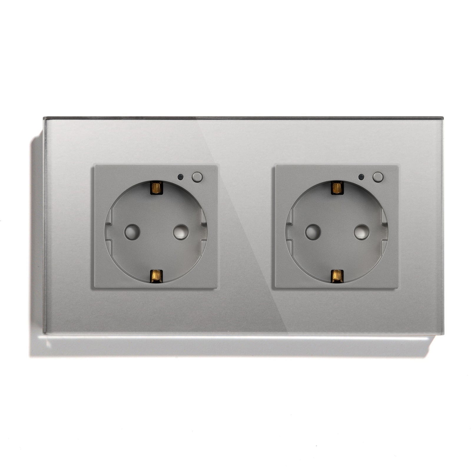 BSEED ZigBee EU Wall Sockets Power Outlets Kids Protection Wall Plates & Covers Bseedswitch grey Double 