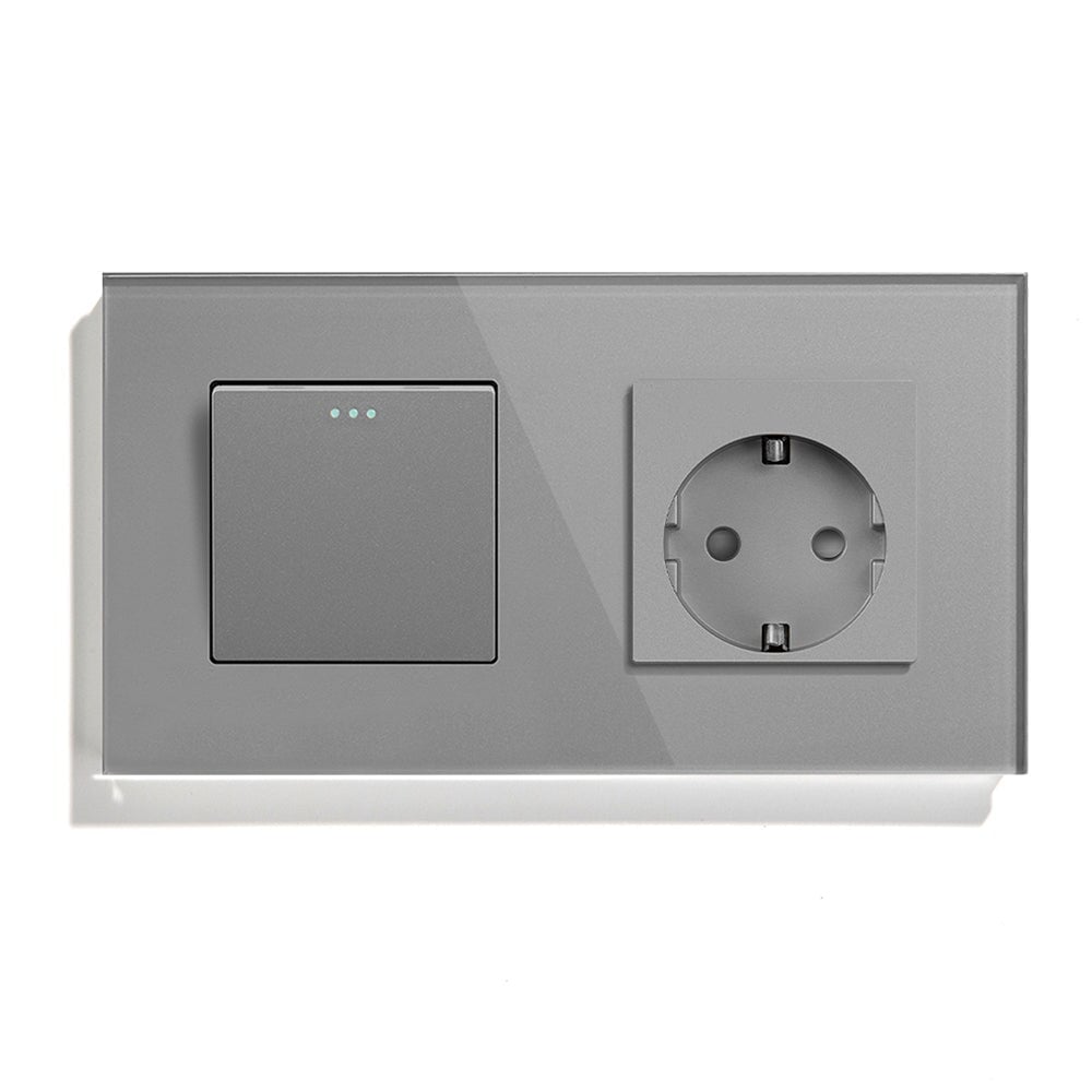 BSEED Mechanical 1/2/3 Gang 1/2Way Touch Light Switch With Normal Eu Socket with typcs-c Power Outlets & Sockets Bseedswitch Grey 1Gang 1Way