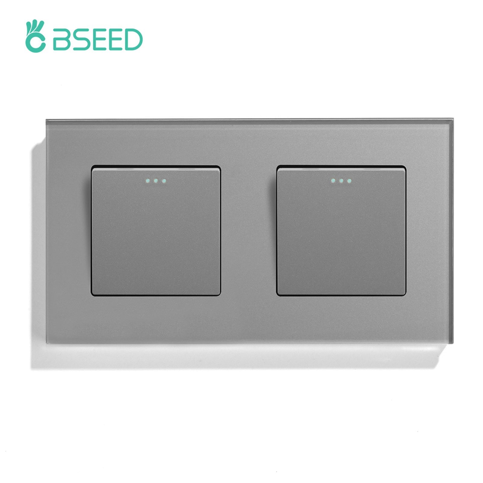 Bseed Button Light Switch 1/2/3 Gang 1Way Mechanical Switches Crossbar Switch 照明开关 Bseedswitch Grey 1Gang+1Gang 