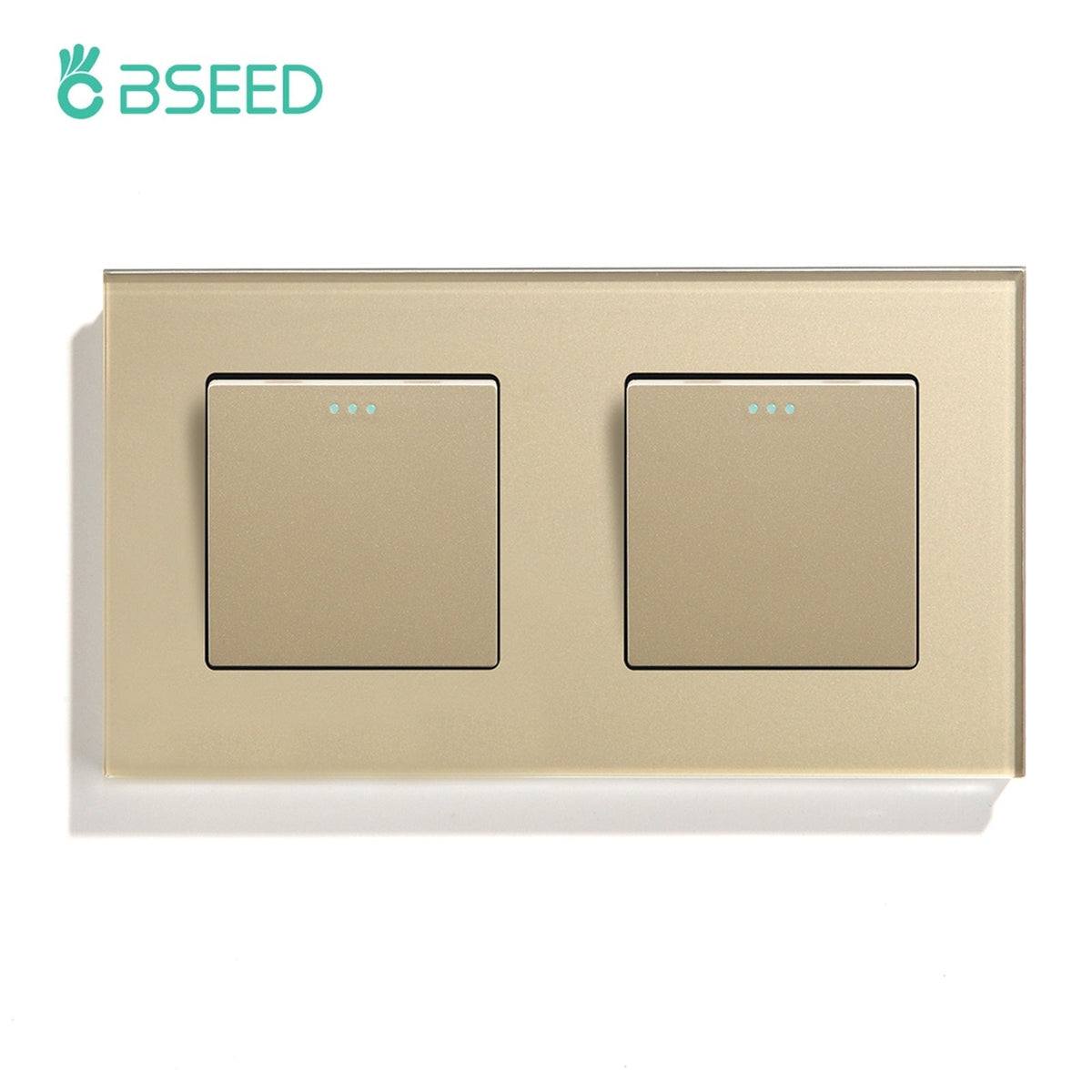 Bseed Button Light Switch 1/2/3 Gang 1Way Mechanical Switches Crossbar Switch 照明开关 Bseedswitch Golden 1Gang+1Gang 