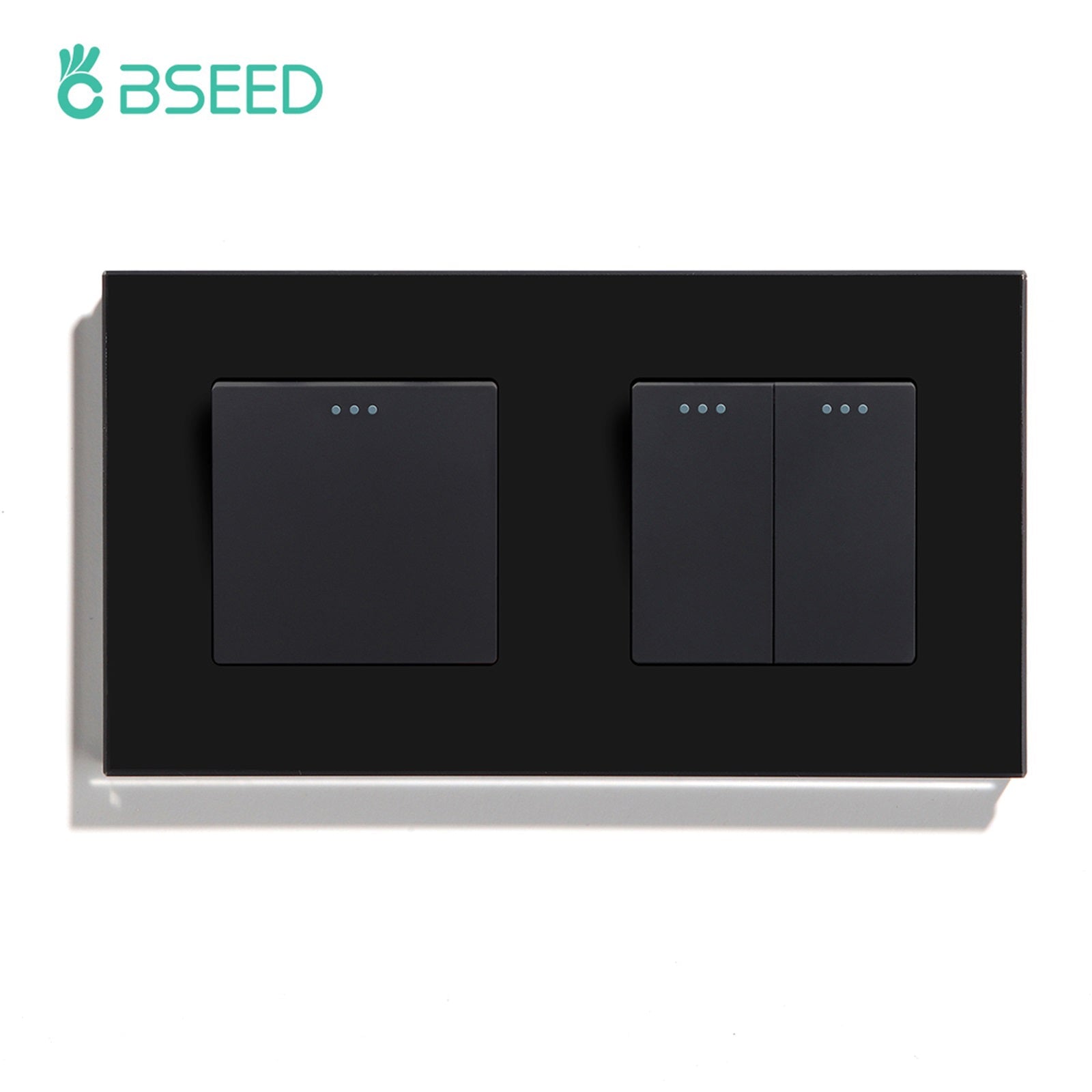Bseed Button Light Switch 1/2/3 Gang 1Way Mechanical Switches Crossbar Switch 照明开关 Bseedswitch Black 1Gang+1Gang 