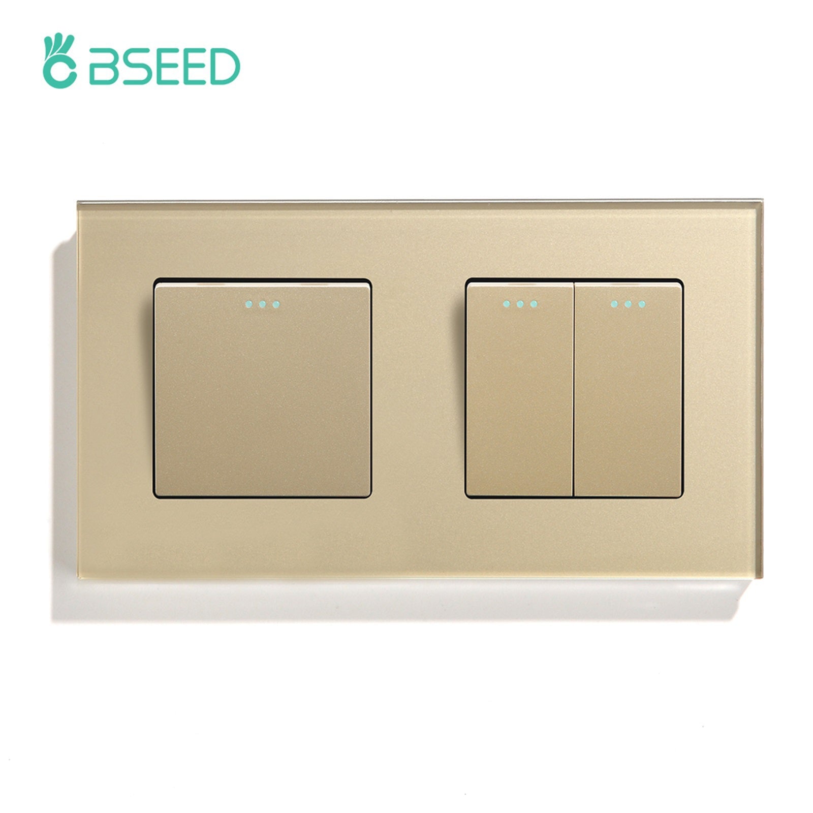 Bseed Button Light Switch 1/2/3 Gang 1Way Mechanical Switches Crossbar Switch 照明开关 Bseedswitch Golden 1Gang+2Gang 