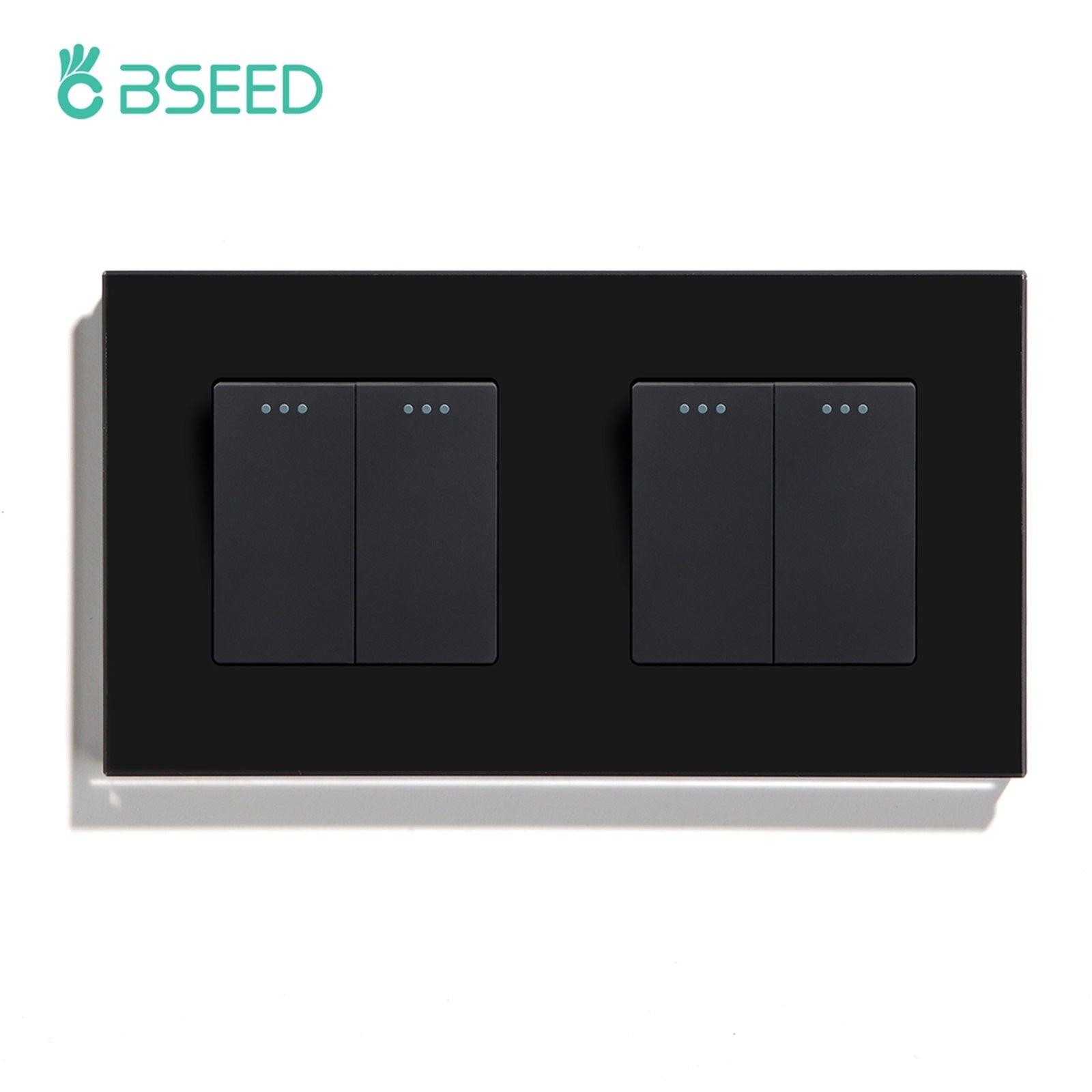Bseed Button Light Switch 1/2/3 Gang 1Way Mechanical Switches Crossbar Switch 照明开关 Bseedswitch Black 2Gang+2Gang 