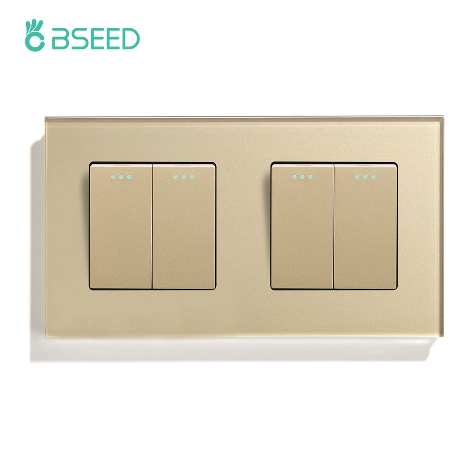 Bseed Button Light Switch 1/2/3 Gang 1Way Mechanical Switches Crossbar Switch 照明开关 Bseedswitch Golden 2Gang+2Gang 