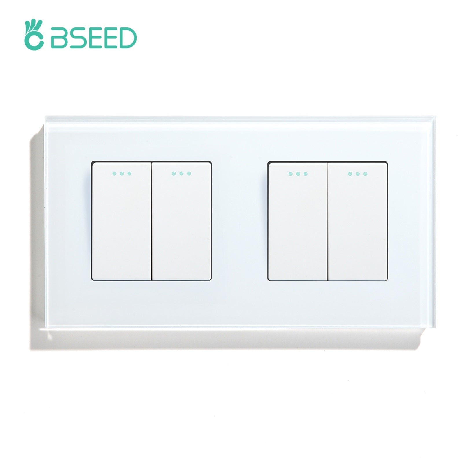 Bseed Button Light Switch 1/2/3 Gang 1Way Mechanical Switches Crossbar Switch 照明开关 Bseedswitch White 2Gang+2Gang 