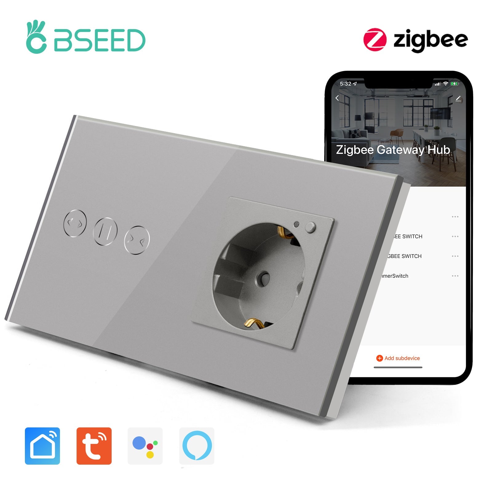 BSEED Zigbee Smart Curtain Switch With Zigbee Socket – Bseedswitch