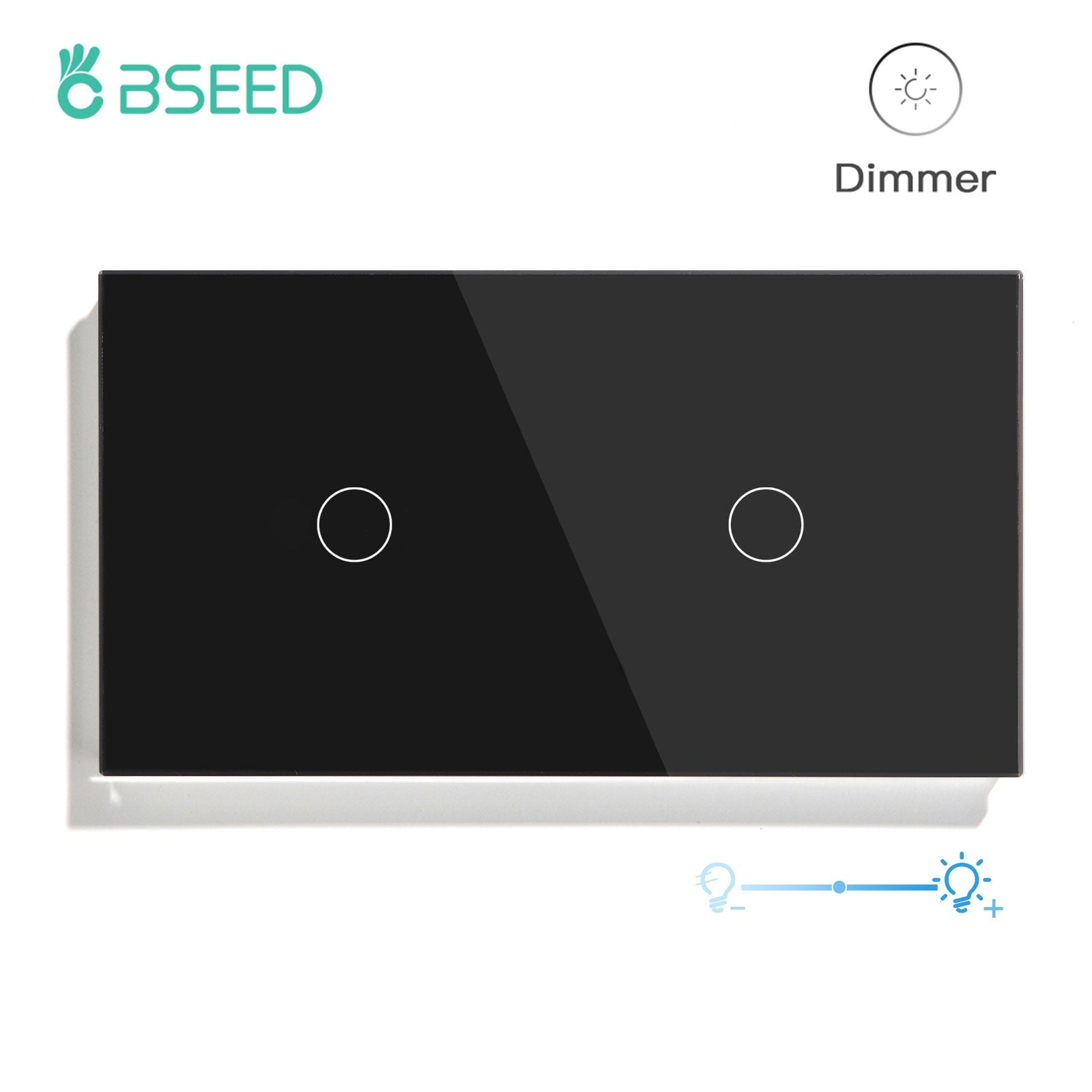 Bseed Touch Light Switch 1/2/3 Gang 1Way With Dimmer Switch Glass Panel 157mm Light Switches Bseedswitch Black 1Gang 1way Switch+1gang 2way Dimmer Switch 