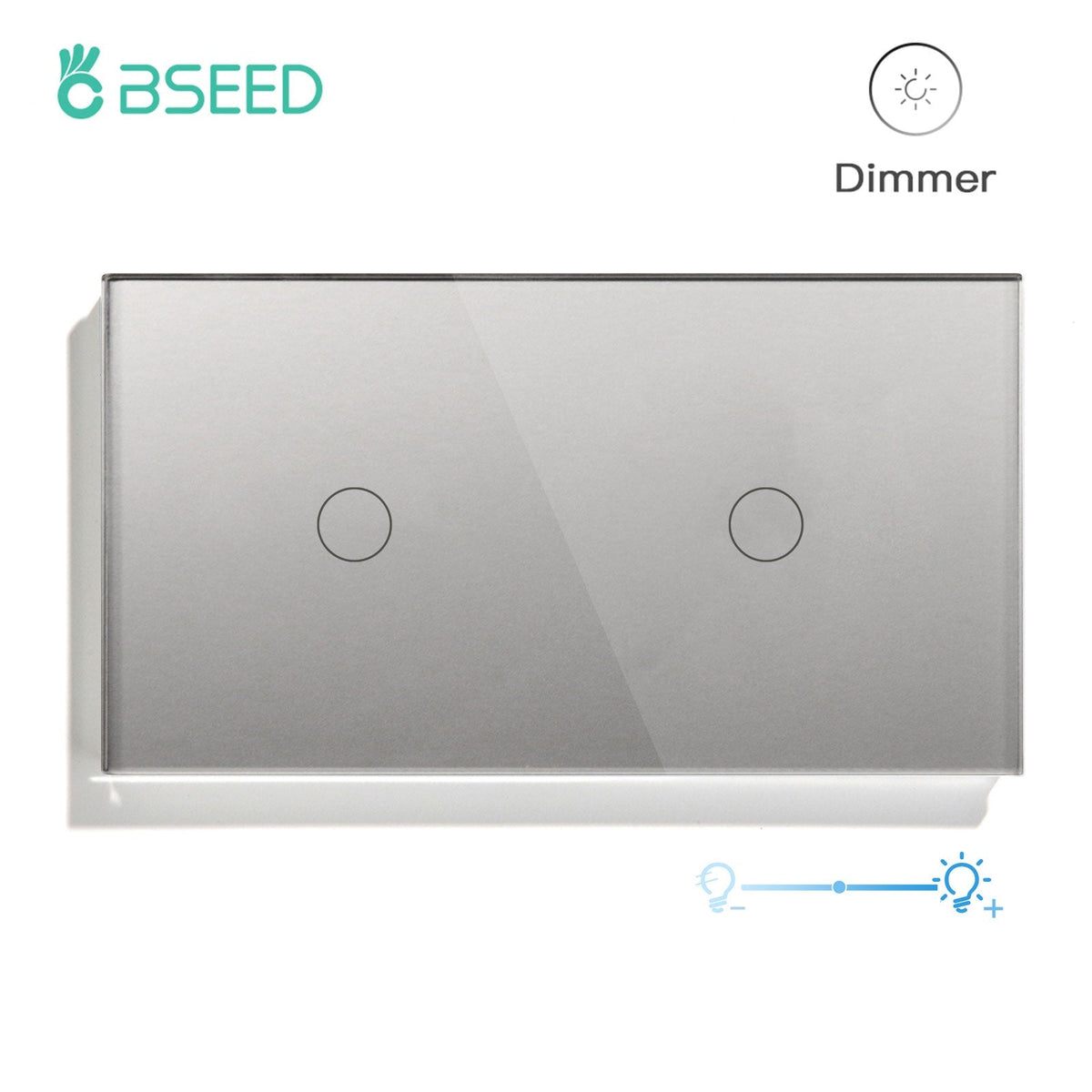 Bseed Touch Light Switch 1/2/3 Gang 1Way With Dimmer Switch Glass Panel 157mm Light Switches Bseedswitch Grey 1Gang 1way Switch+1gang 2way Dimmer Switch 