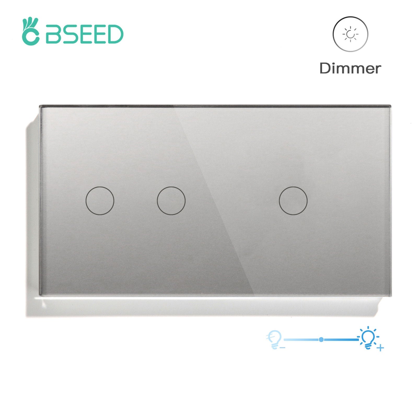 Bseed Touch Light Switch 1/2/3 Gang 1Way With Dimmer Switch Glass Panel 157mm Light Switches Bseedswitch 