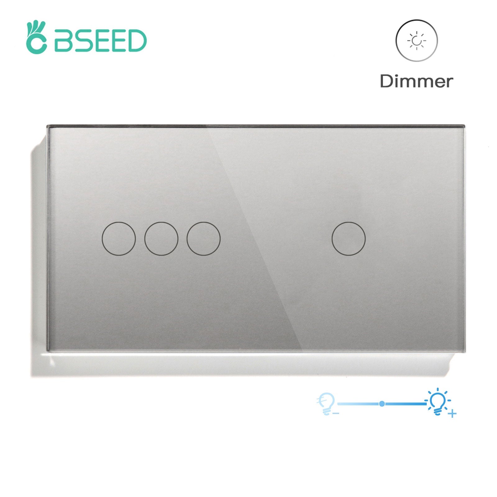 Bseed Touch Light Switch 1/2/3 Gang 1Way With Dimmer Switch Glass Panel 157mm Light Switches Bseedswitch 