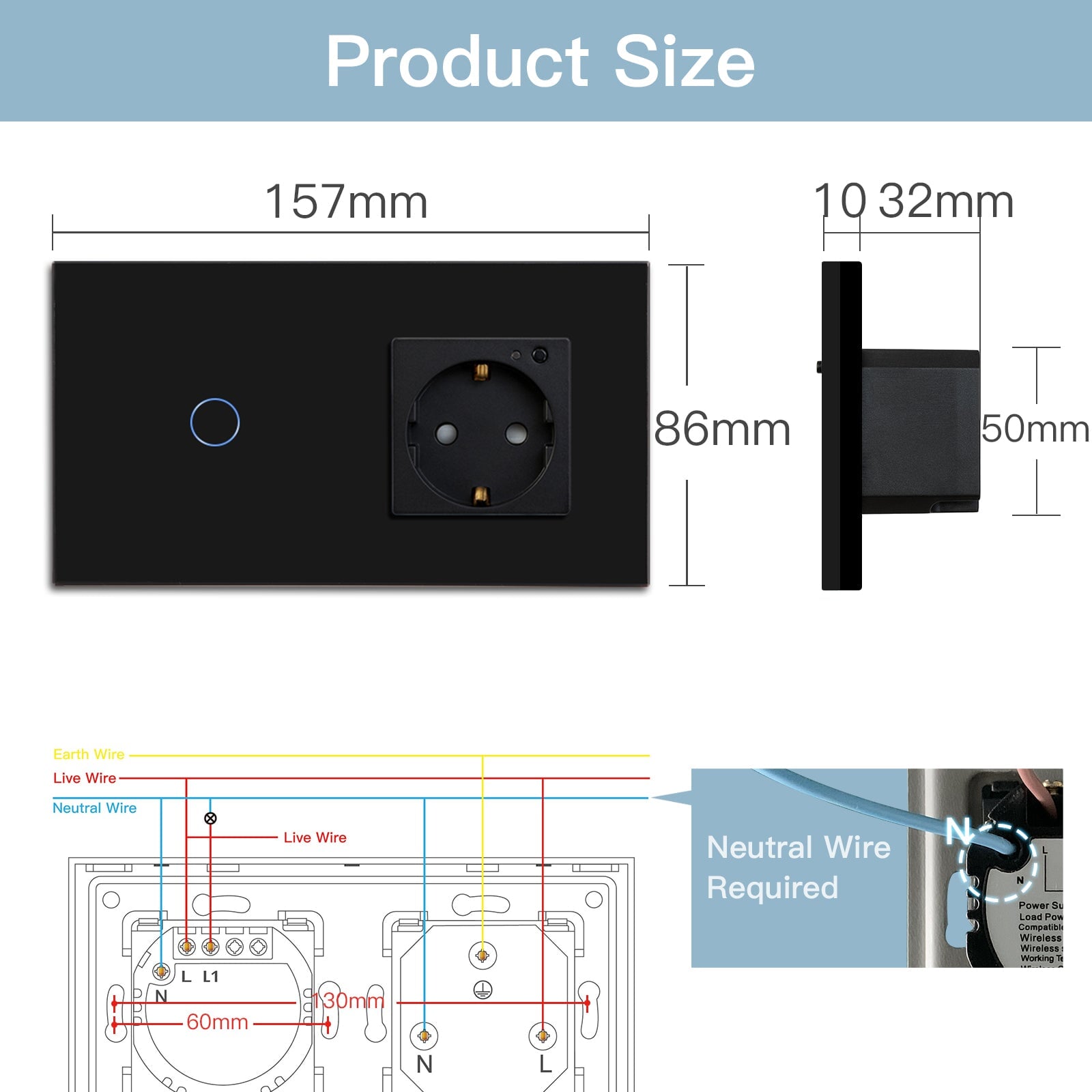 BSEED WiFi 1/2/3 Gang Switch with WiFi Metering socket Power Outlets & Sockets Bseedswitch 