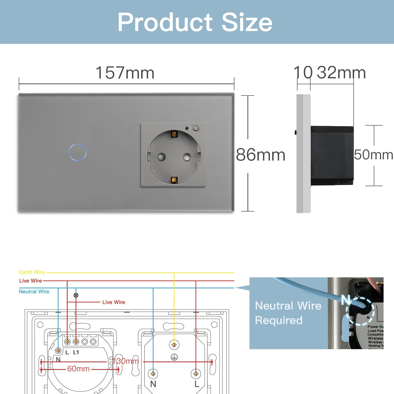 Bseed Zigbee Light Switch 1/2/3 Way With Zigbee Socket with Metering Light Switches Bseedswitch 