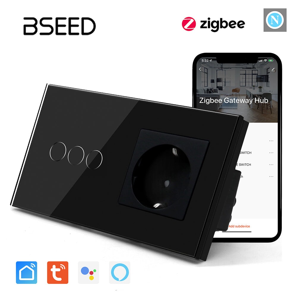 Bseed Zigbee 1/2/3 Gang Switch With Normal Socket Light Switches Bseedswitch 