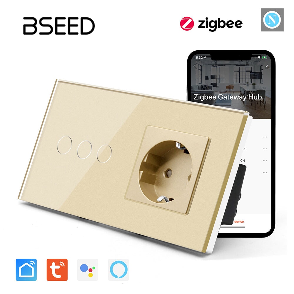 Bseed Zigbee 1/2/3 Gang Switch With Normal Socket Light Switches Bseedswitch 