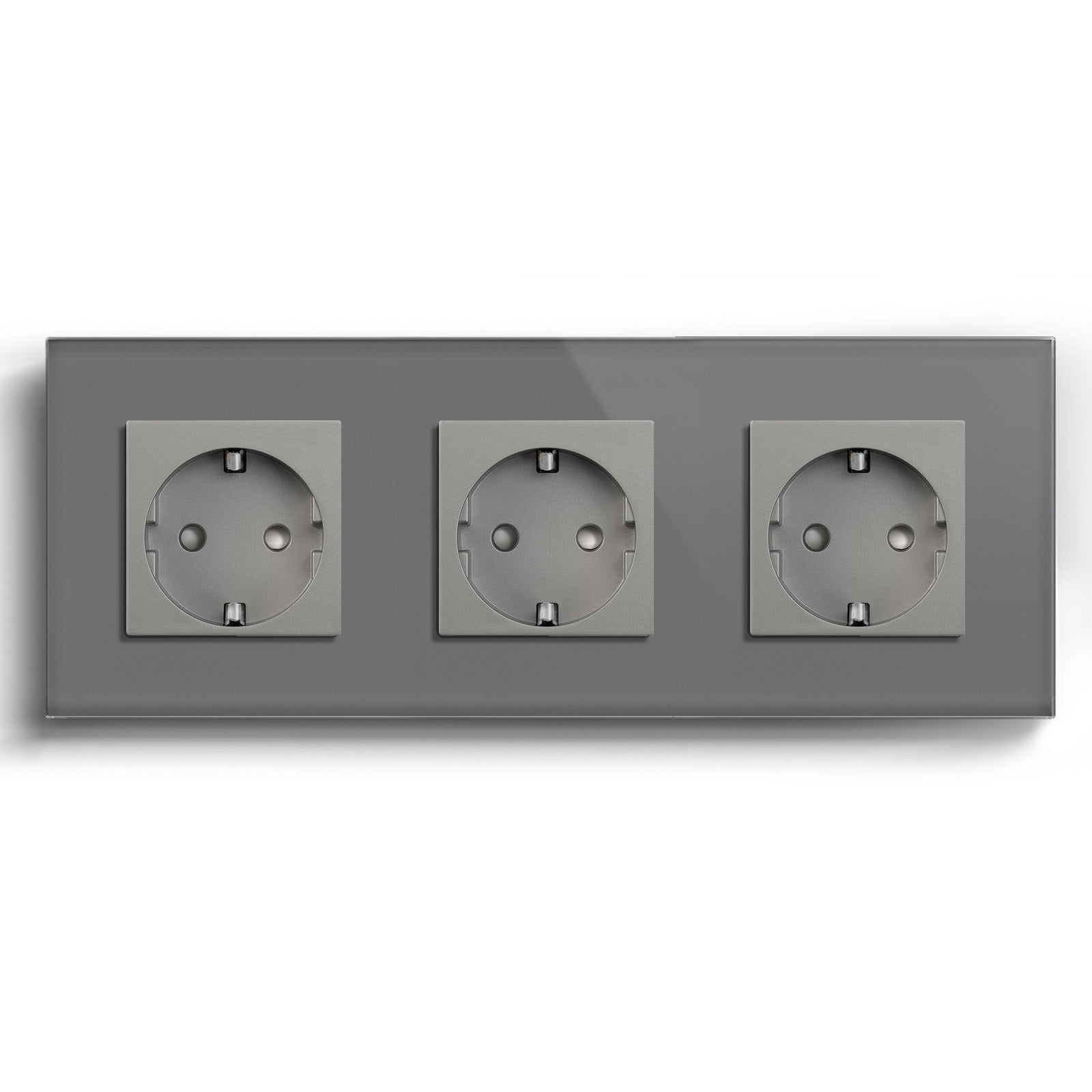 BSEED EU Wall Sockets Power Outlets Glass Panel 16A Power Outlets & Sockets Bseedswitch Grey Triple 