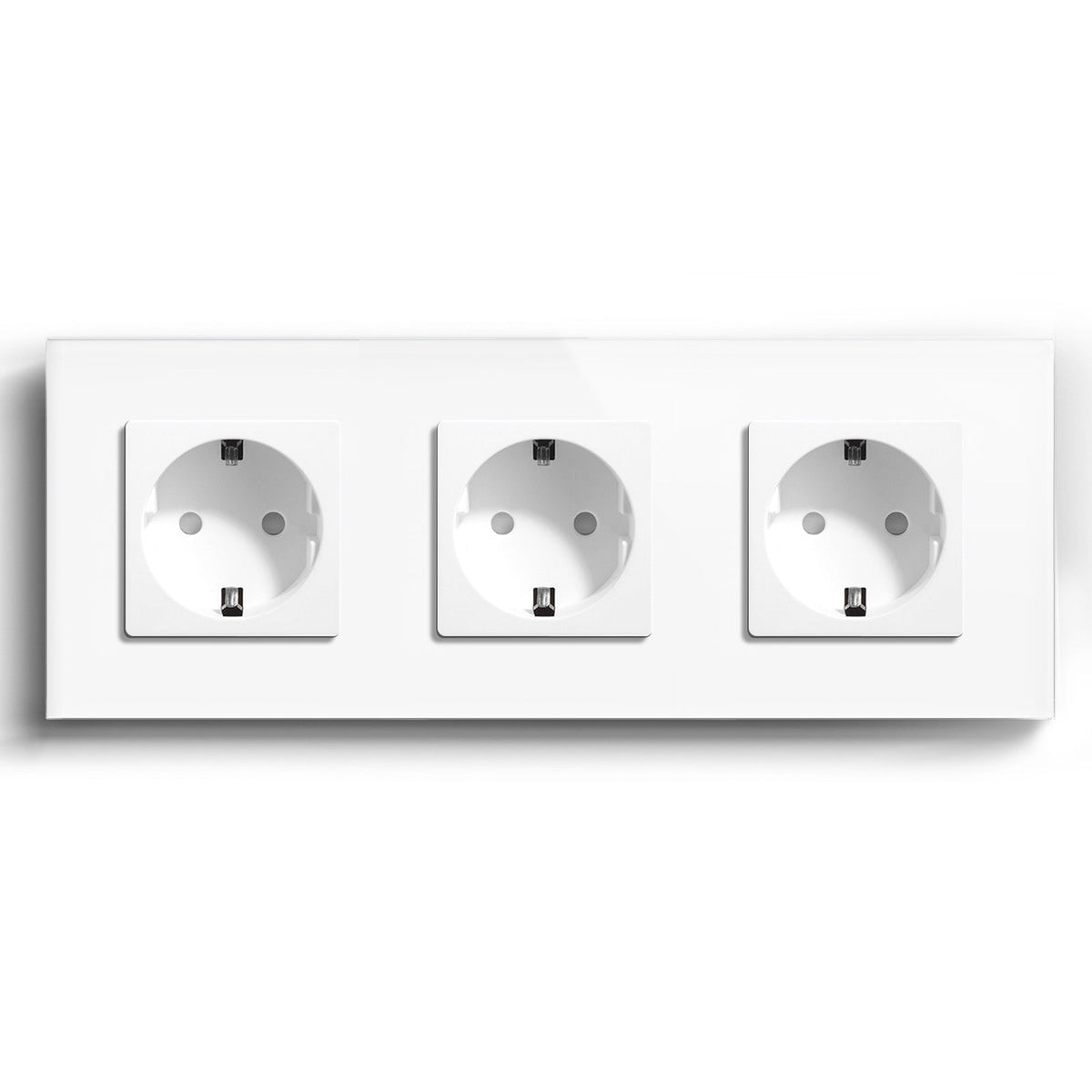 BSEED EU Wall Sockets Power Outlets Glass Panel 16A Power Outlets & Sockets Bseedswitch White Triple 