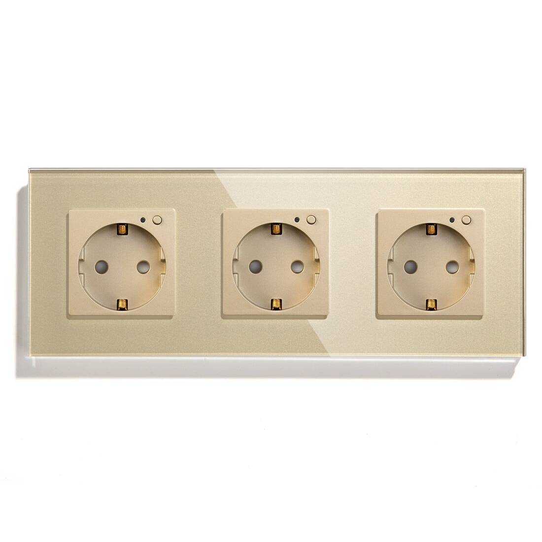 BSEED ZigBee EU Wall Sockets Power Outlets Kids Protection Wall Plates & Covers Bseedswitch golden Triple 