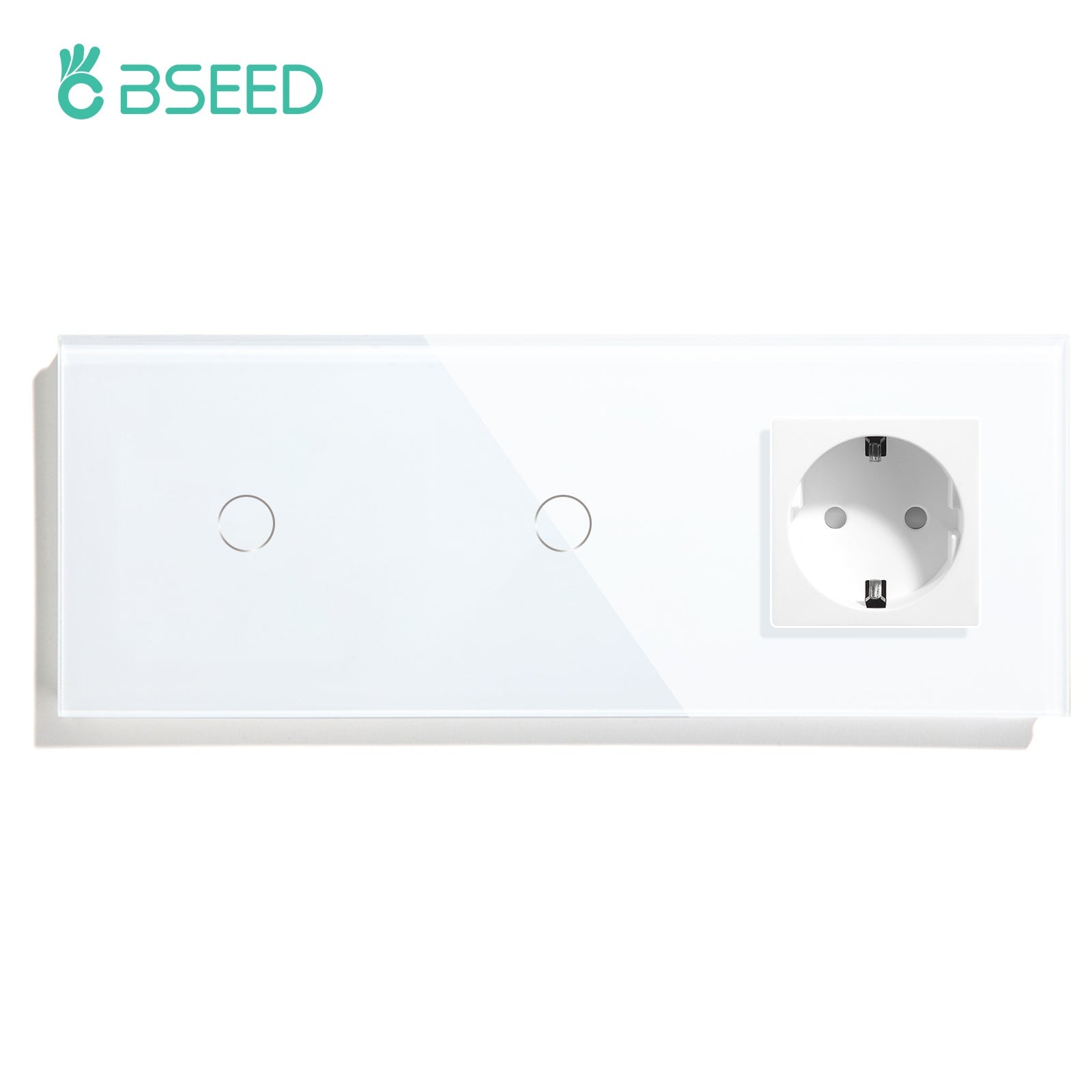 BSEED Double Touch 1/2/3 Gnag 1/2/3 Way Light Switch With EU Socket Power Outlets & Sockets Bseedswitch White 1gang+1gang 1Way