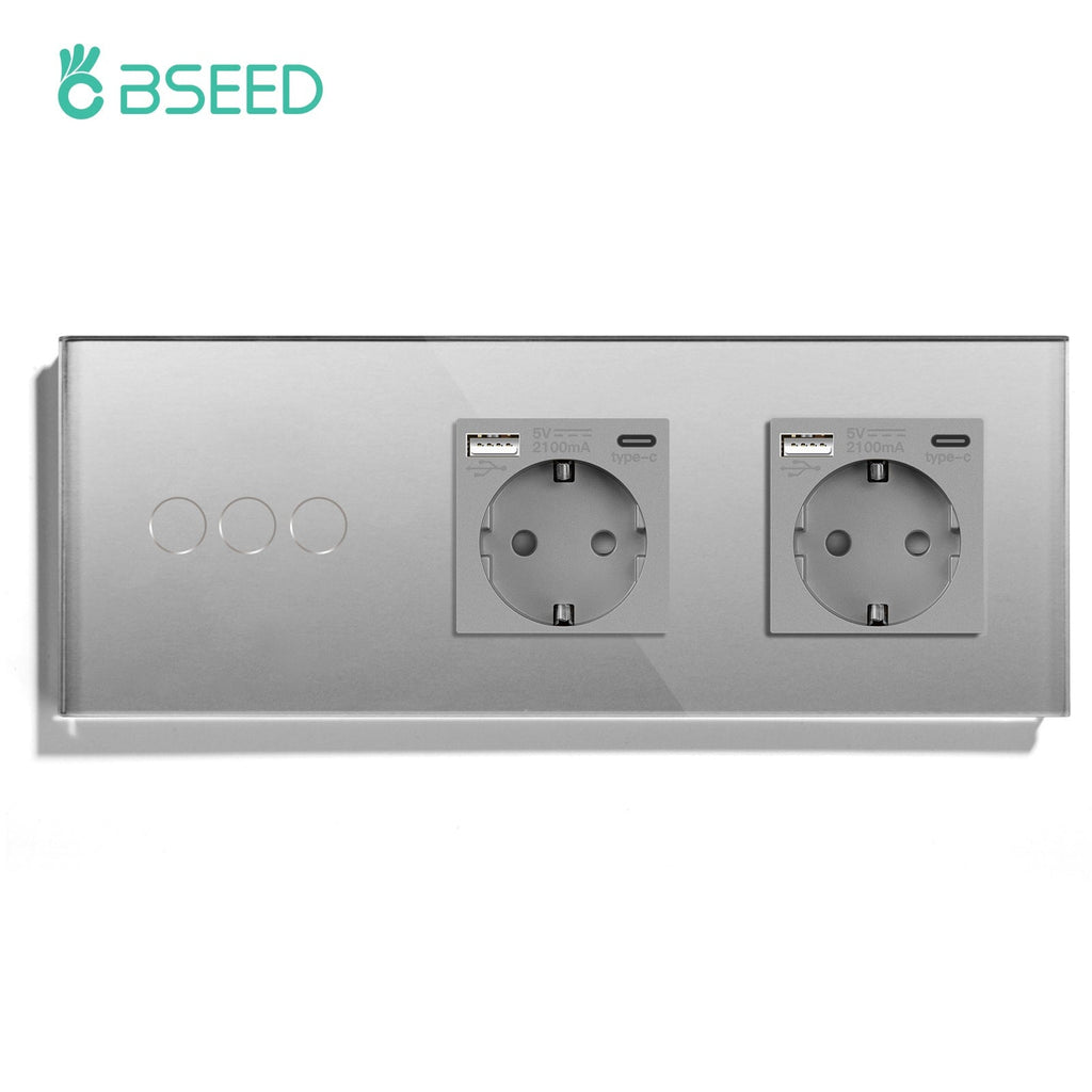 Bseed 1/2/3 Gang 1/2/3 Way Touch Light Switch with Waterproof Eu Socke –  Bseedswitch