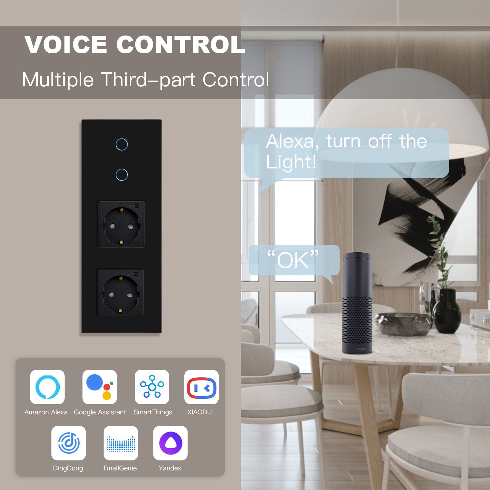 Bseed Smart WiFi 1/2/3 Gang Light Switches Multi Control With Double WiFi EU Standard Smart Wall Sockets Light Switches Bseedswitch 