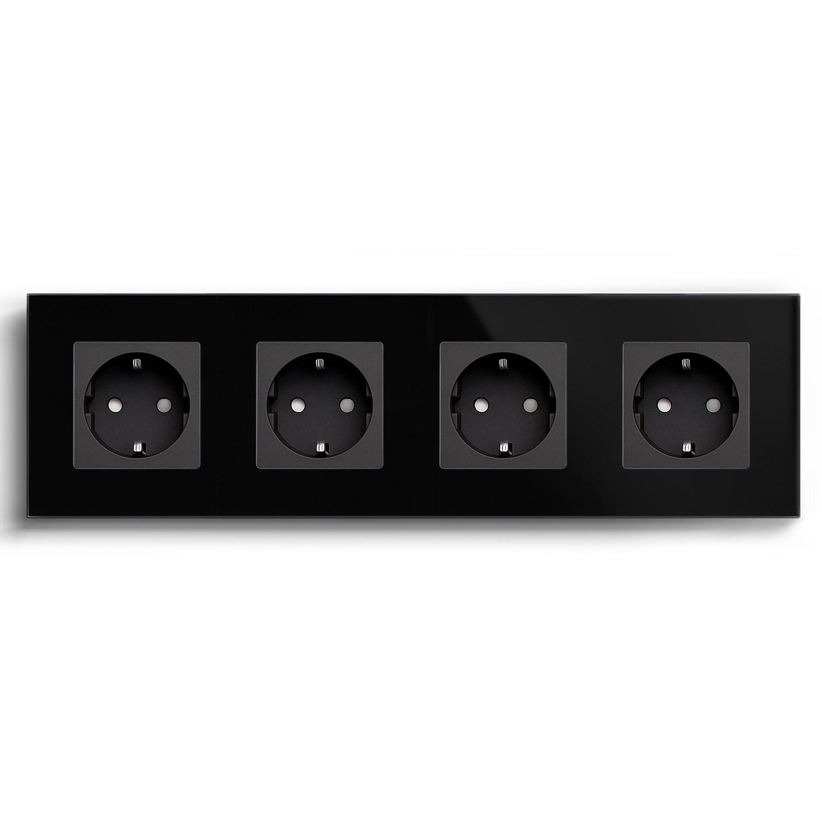 BSEED EU Wall Sockets Power Outlets Glass Panel 16A Power Outlets & Sockets Bseedswitch Black Quadruple 