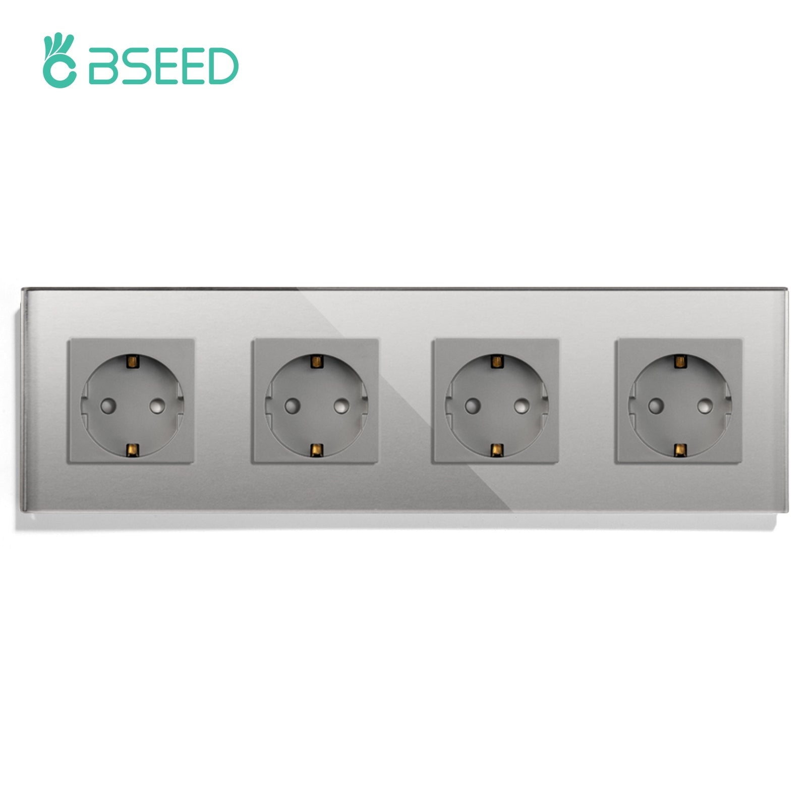 BSEED EU Wall Sockets Power Outlets Glass Panel 16A Power Outlets & Sockets Bseedswitch Grey Quadruple 