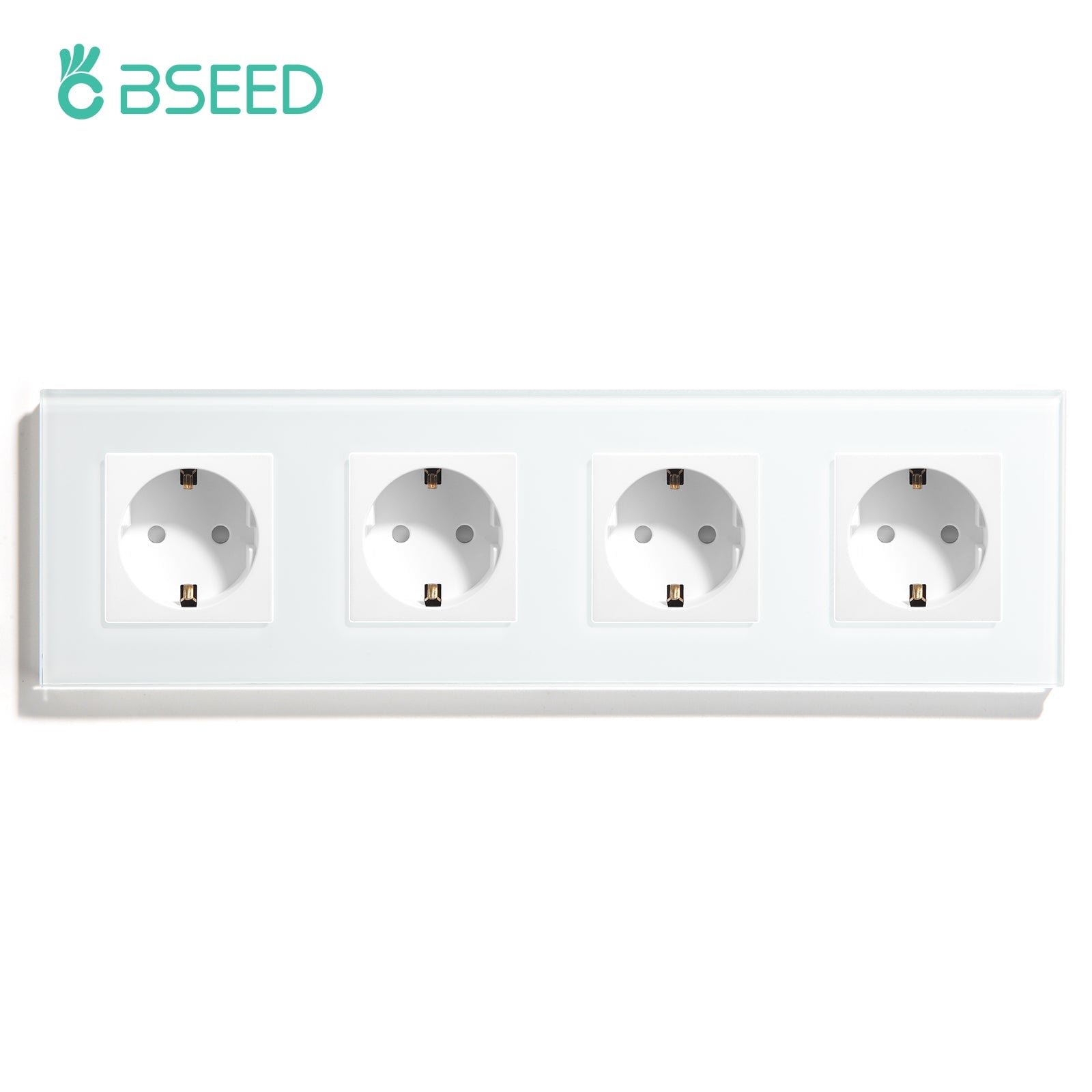 BSEED EU Wall Sockets Power Outlets Glass Panel 16A Power Outlets & Sockets Bseedswitch White Quadruple 