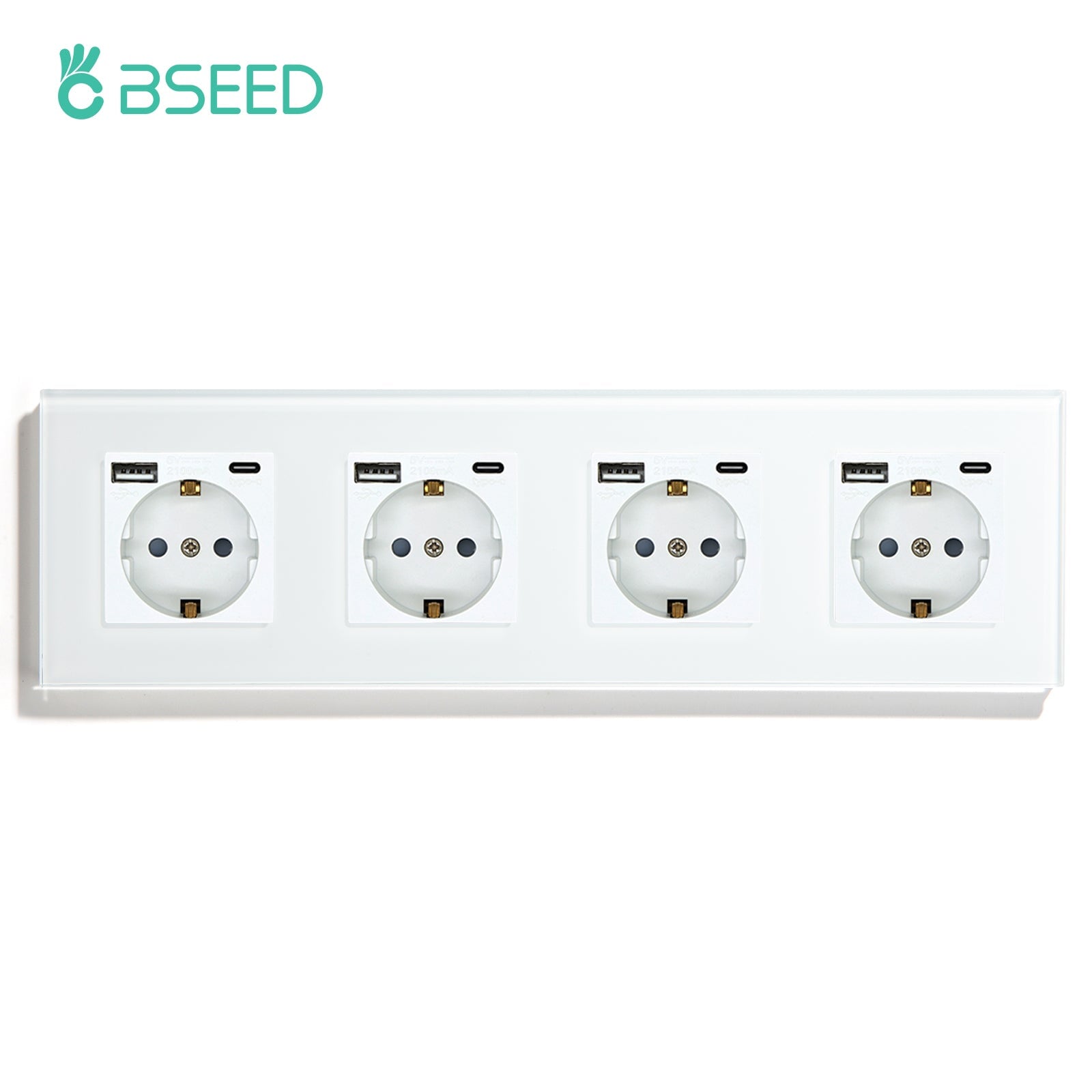 BSEED Multiple EU sockets Type-C Interface Outlet Wall Socket With Charge Port With USB Power Outlets & Sockets Bseedswitch White Quadruple 