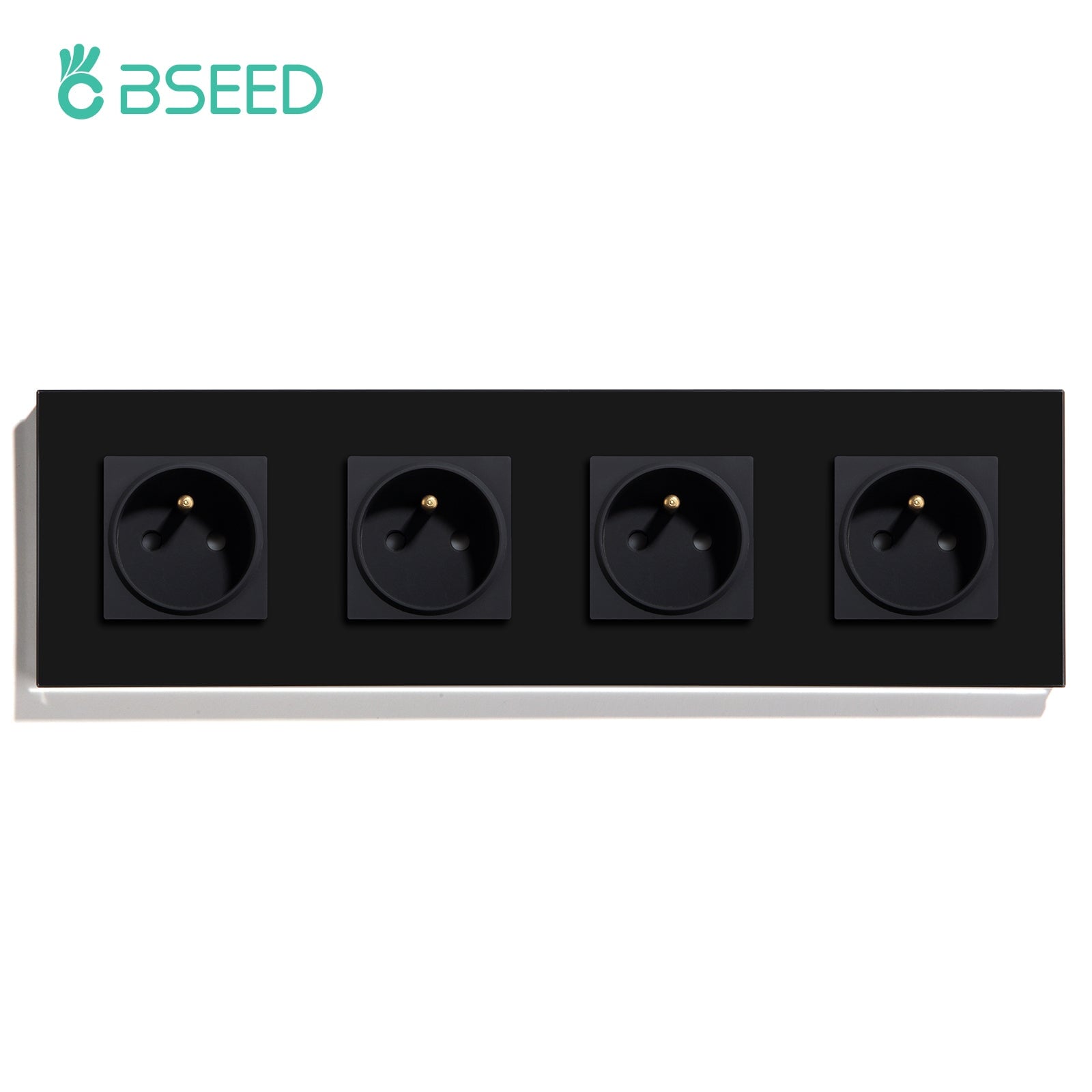 BSEED FR Wall Sockets Power Outlets Kids Protection 16A Wall Plates & Covers Bseedswitch black Quadruple 