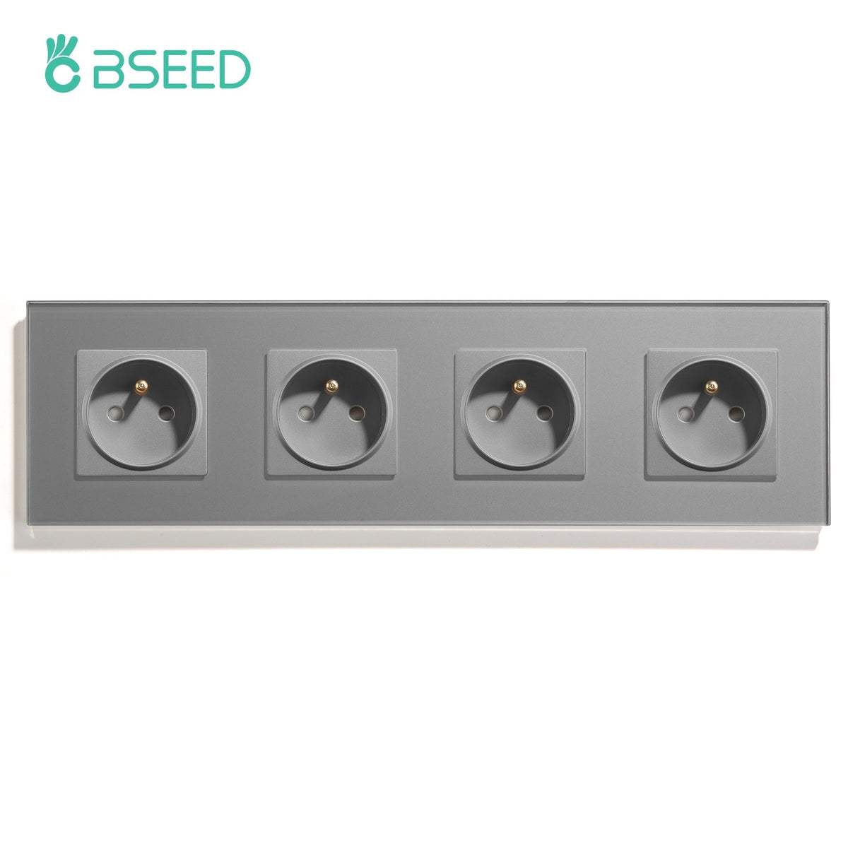 BSEED FR Wall Sockets Power Outlets Kids Protection 16A Wall Plates & Covers Bseedswitch grey Quadruple 