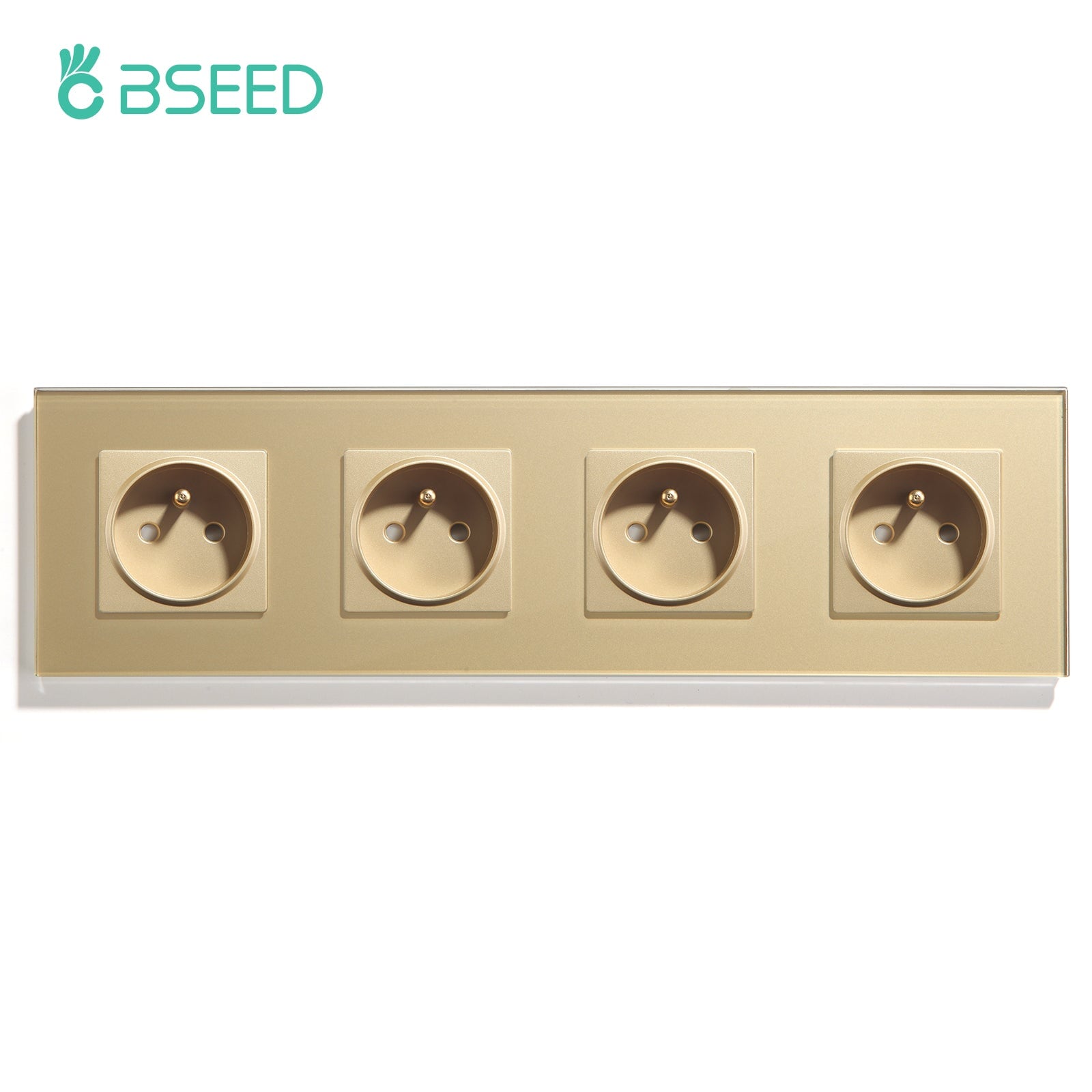 BSEED FR Wall Sockets Power Outlets Kids Protection 16A Wall Plates & Covers Bseedswitch gold Quadruple 