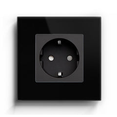 BSEED EU Wall Sockets Power Outlets Glass Panel 16A Power Outlets & Sockets Bseedswitch Black Single 