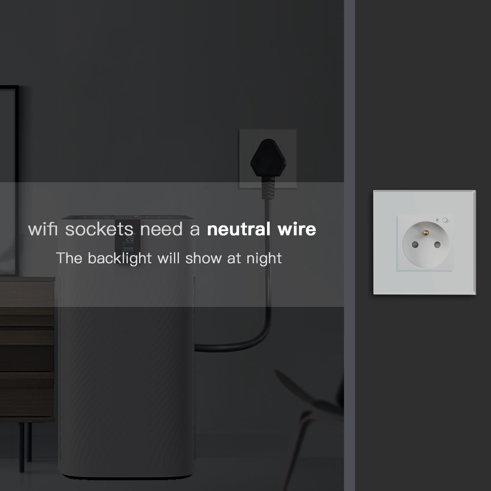 Bseed Wifi FR Standard Socket Wall Sockets With Energy Monitoring Power Outlets & Sockets Bseedswitch 